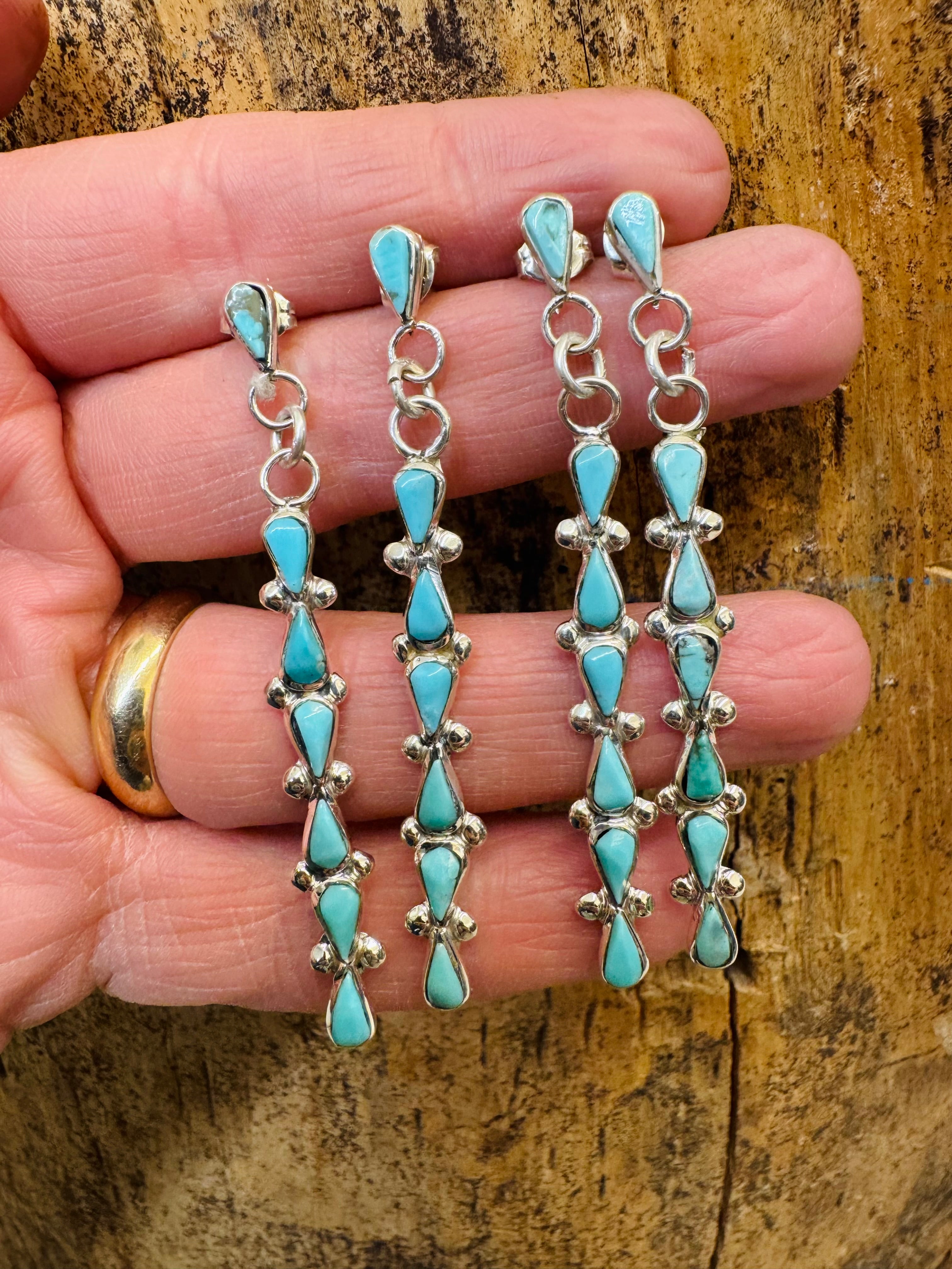 Drop Down Turquoise Earrings