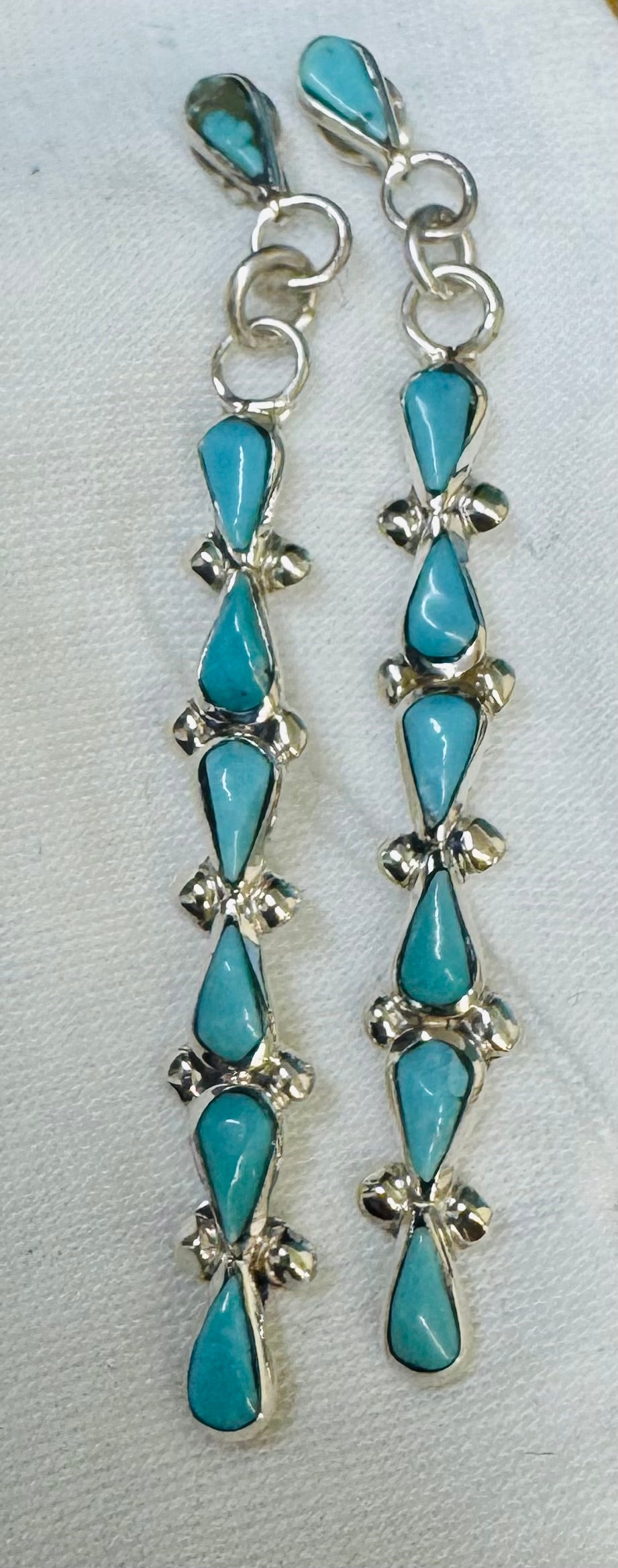 Drop Down Turquoise Earrings