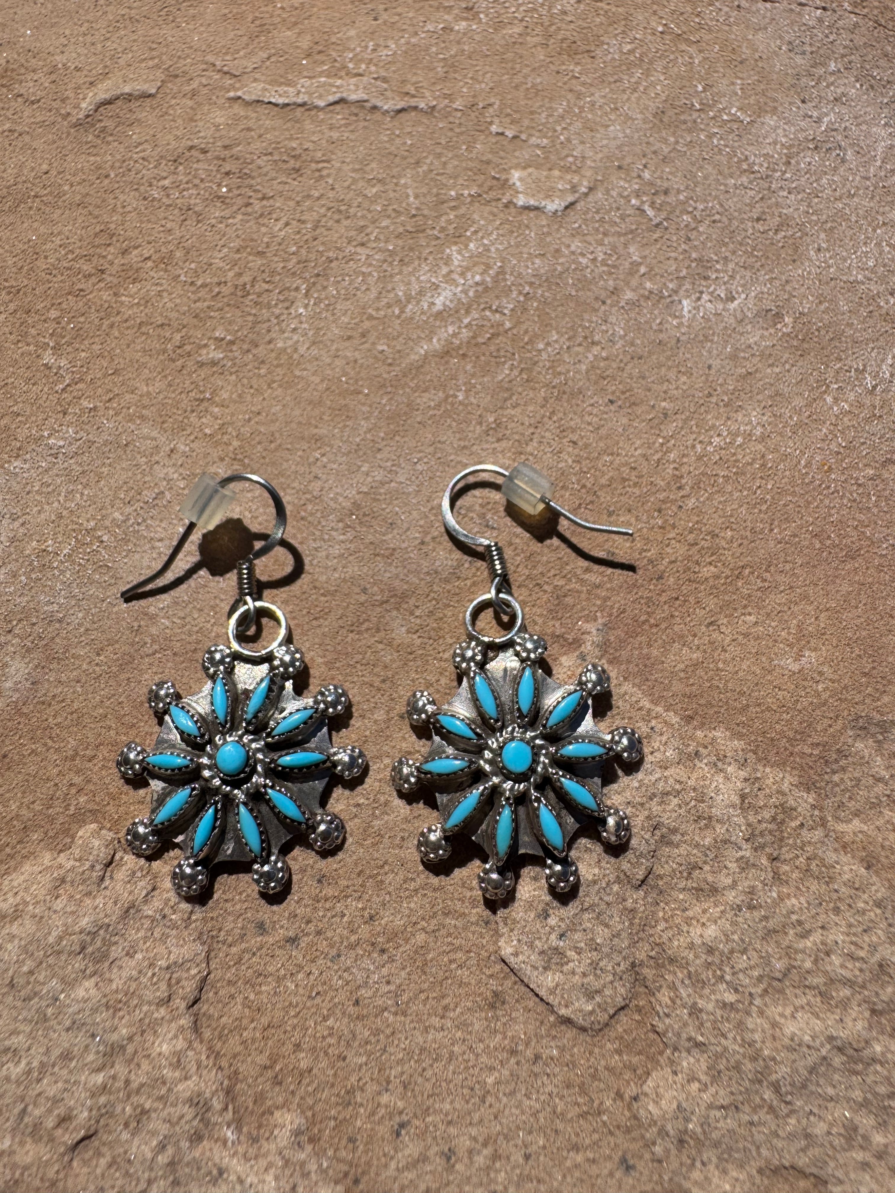 Zuni Needlepoint Disk Earrings