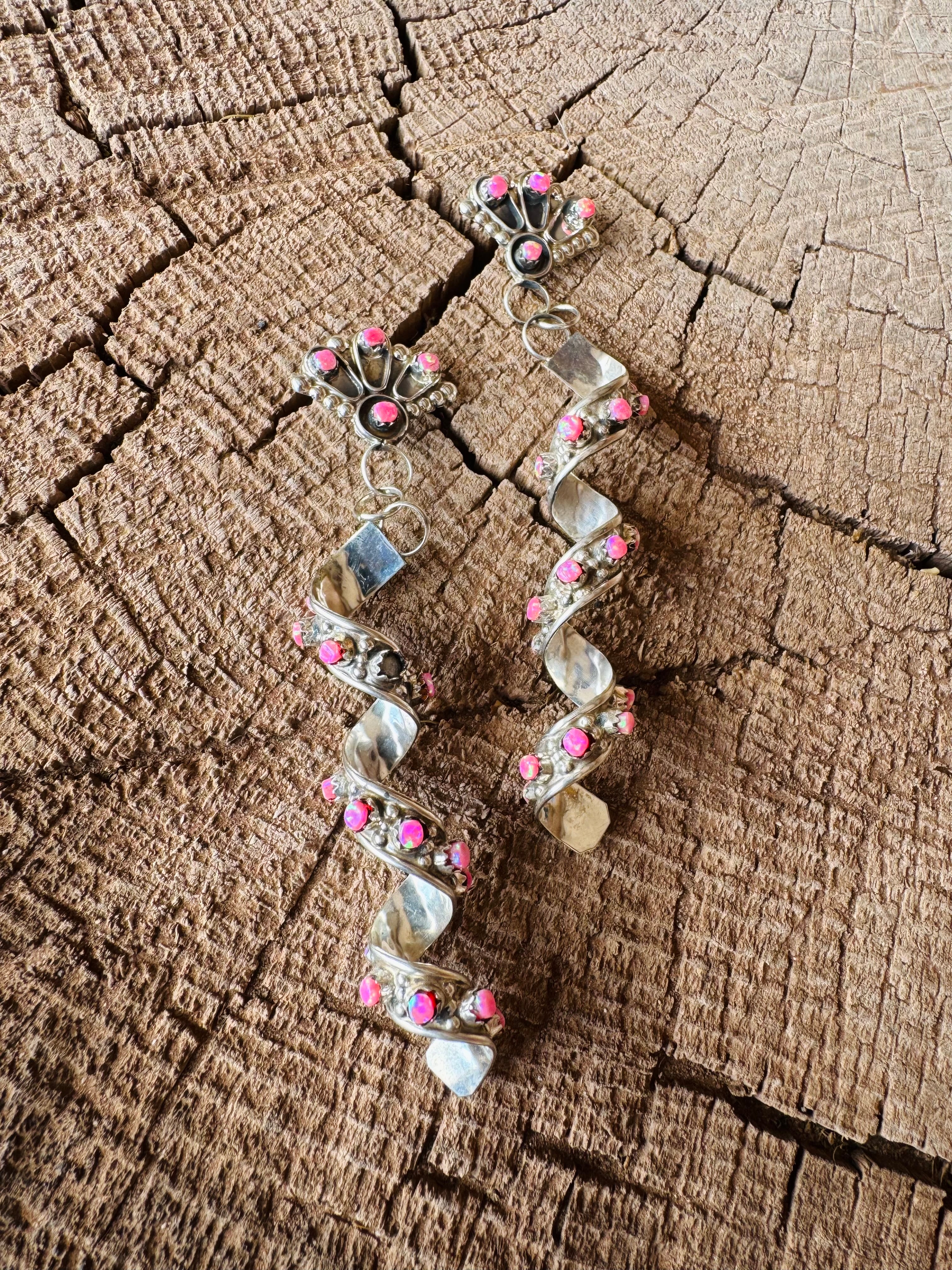 Pink Opal Swirl Earrings