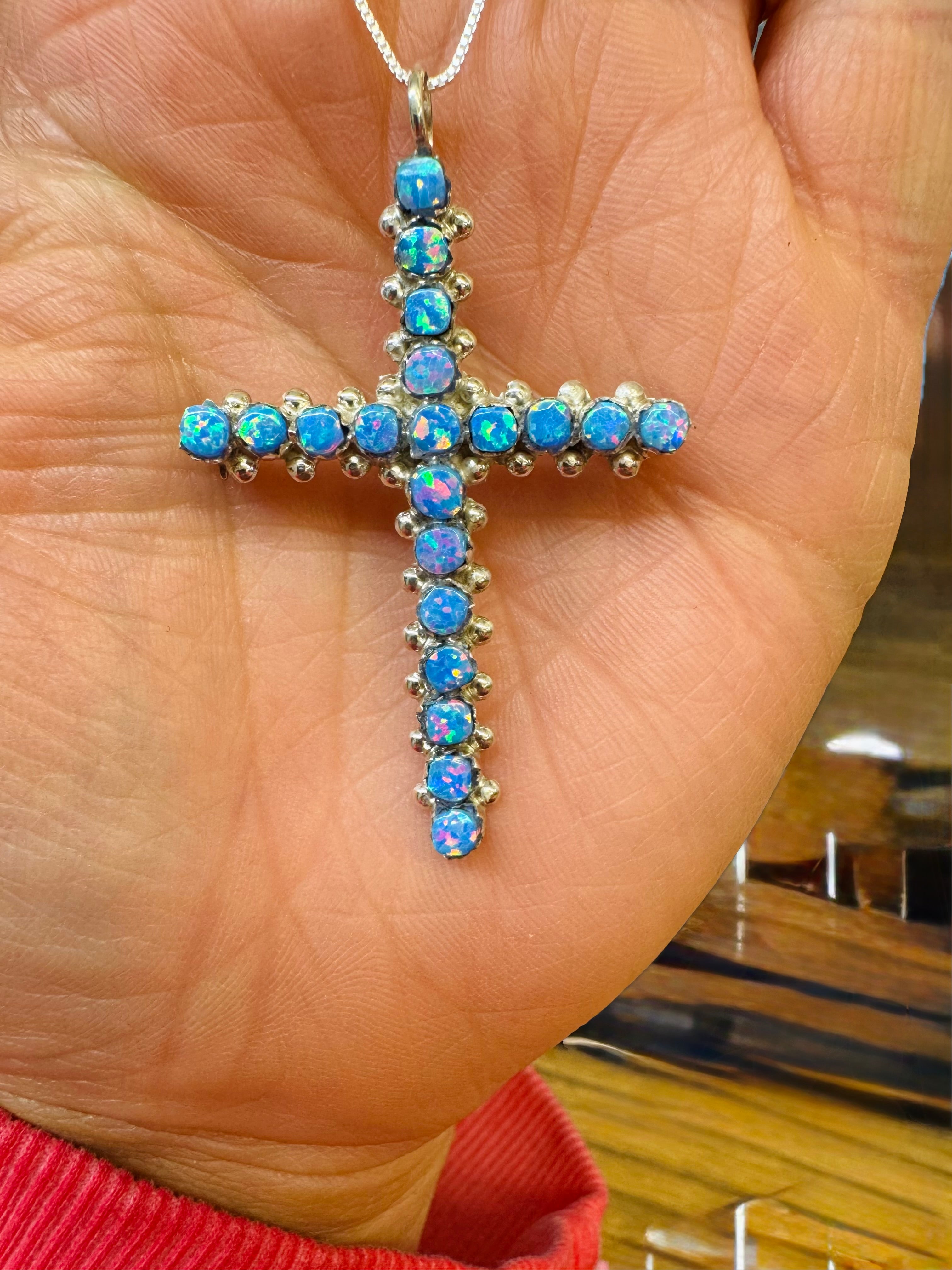 Opal Cross Pendant