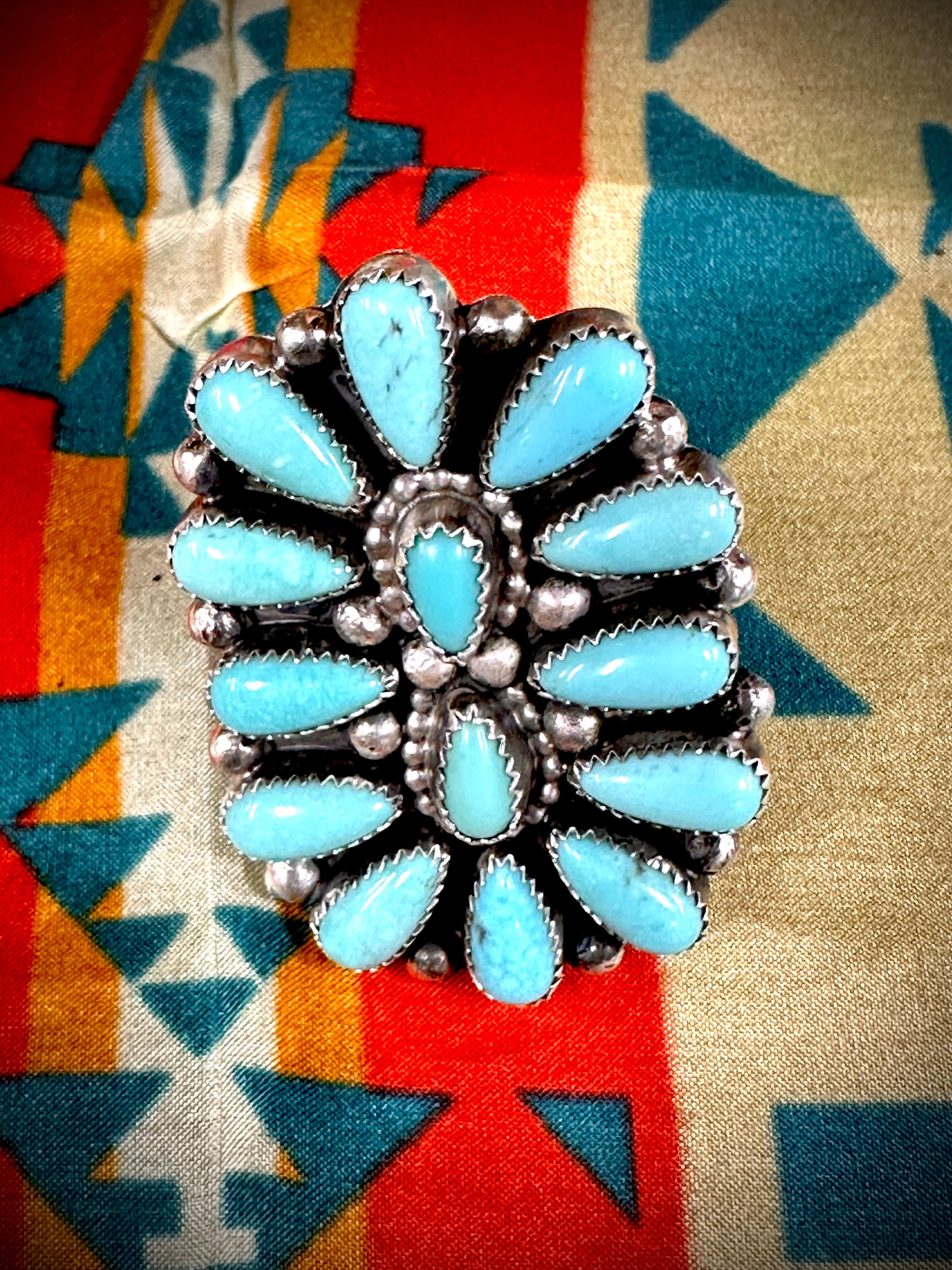 Turquoise Teardrop Cluster Ring