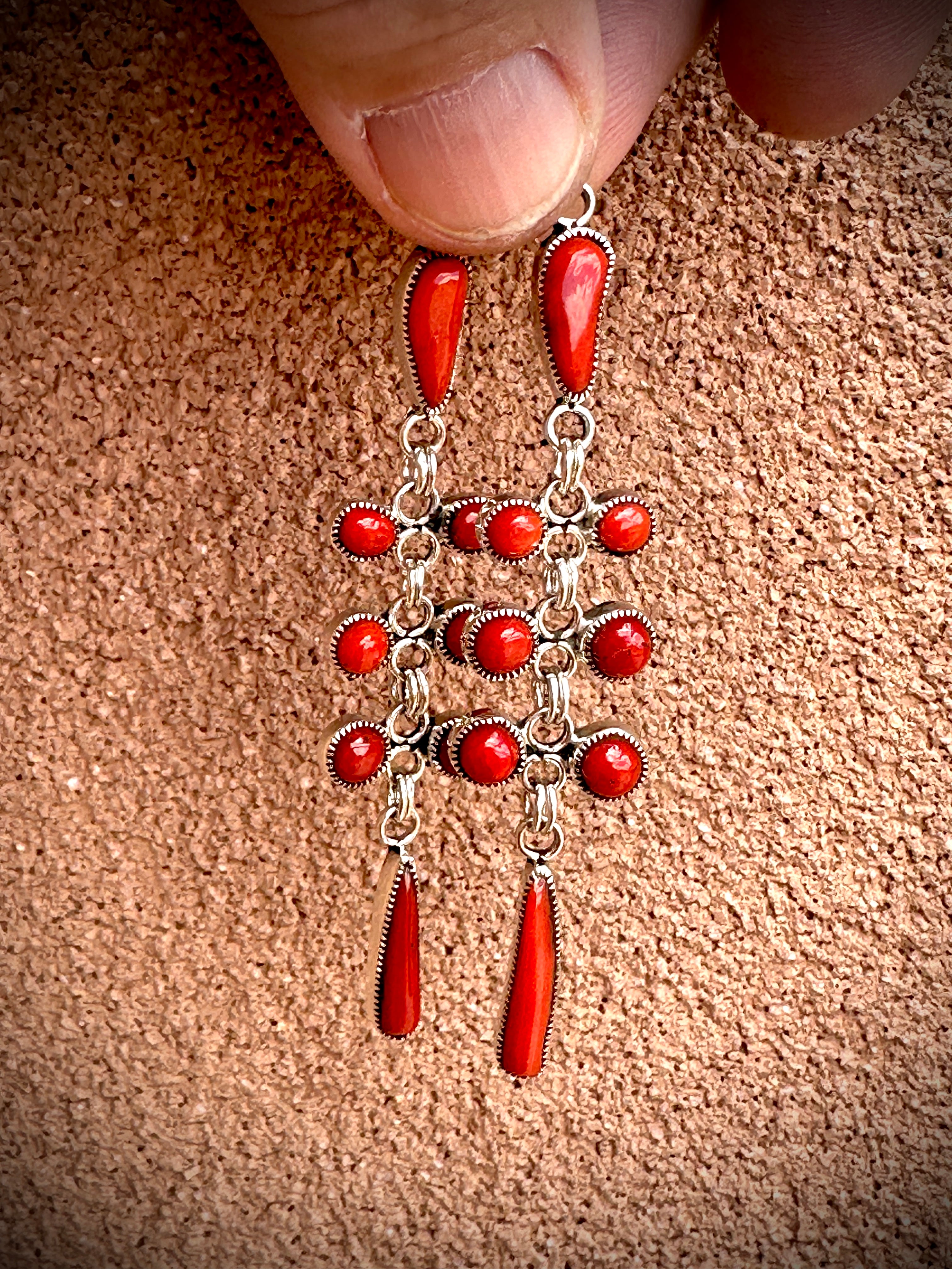 Smokey Gchachu Coral Dangle Earrings