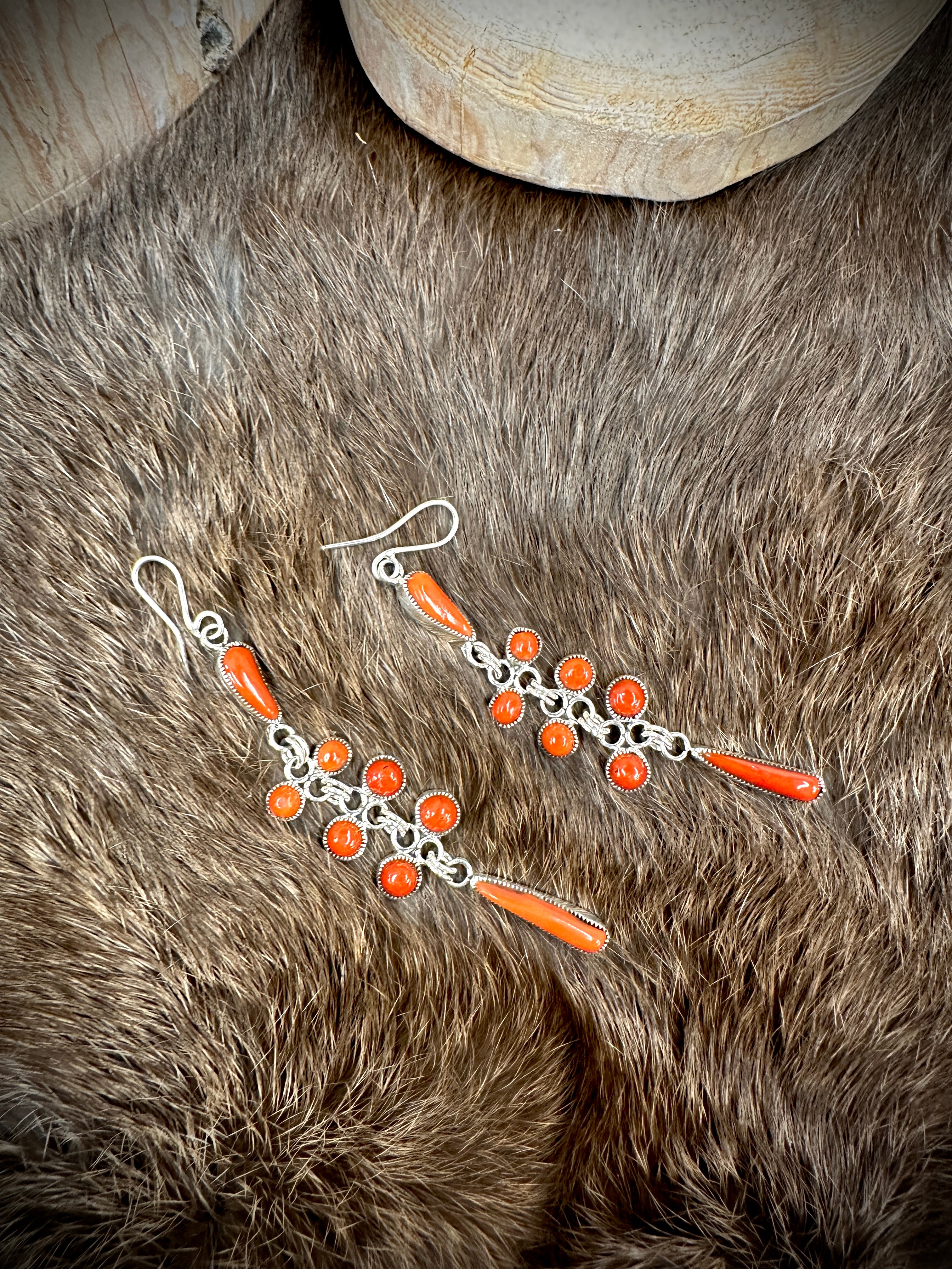 Smokey Gchachu Coral Dangle Earrings