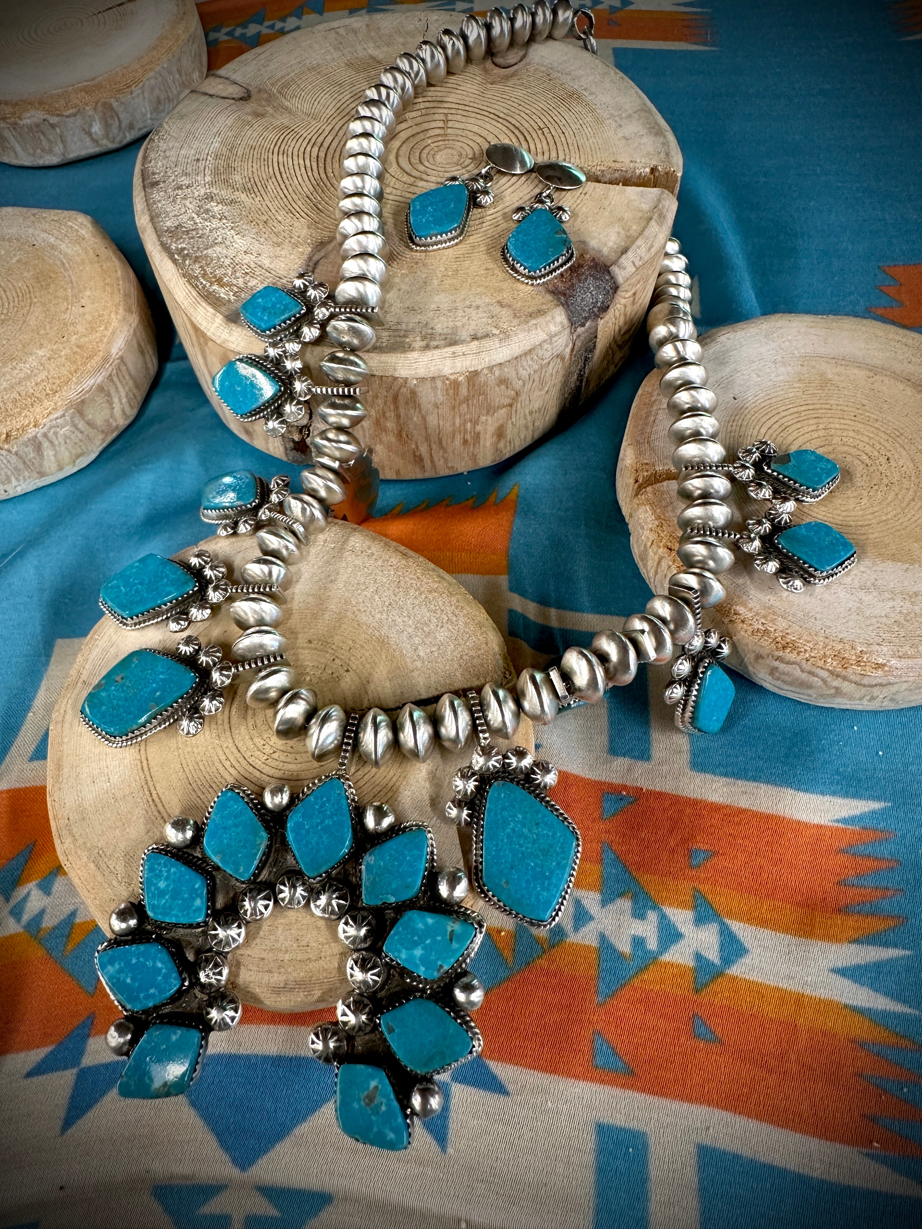 Let Yourself Go Turquoise Squash Necklace and Earring Set
