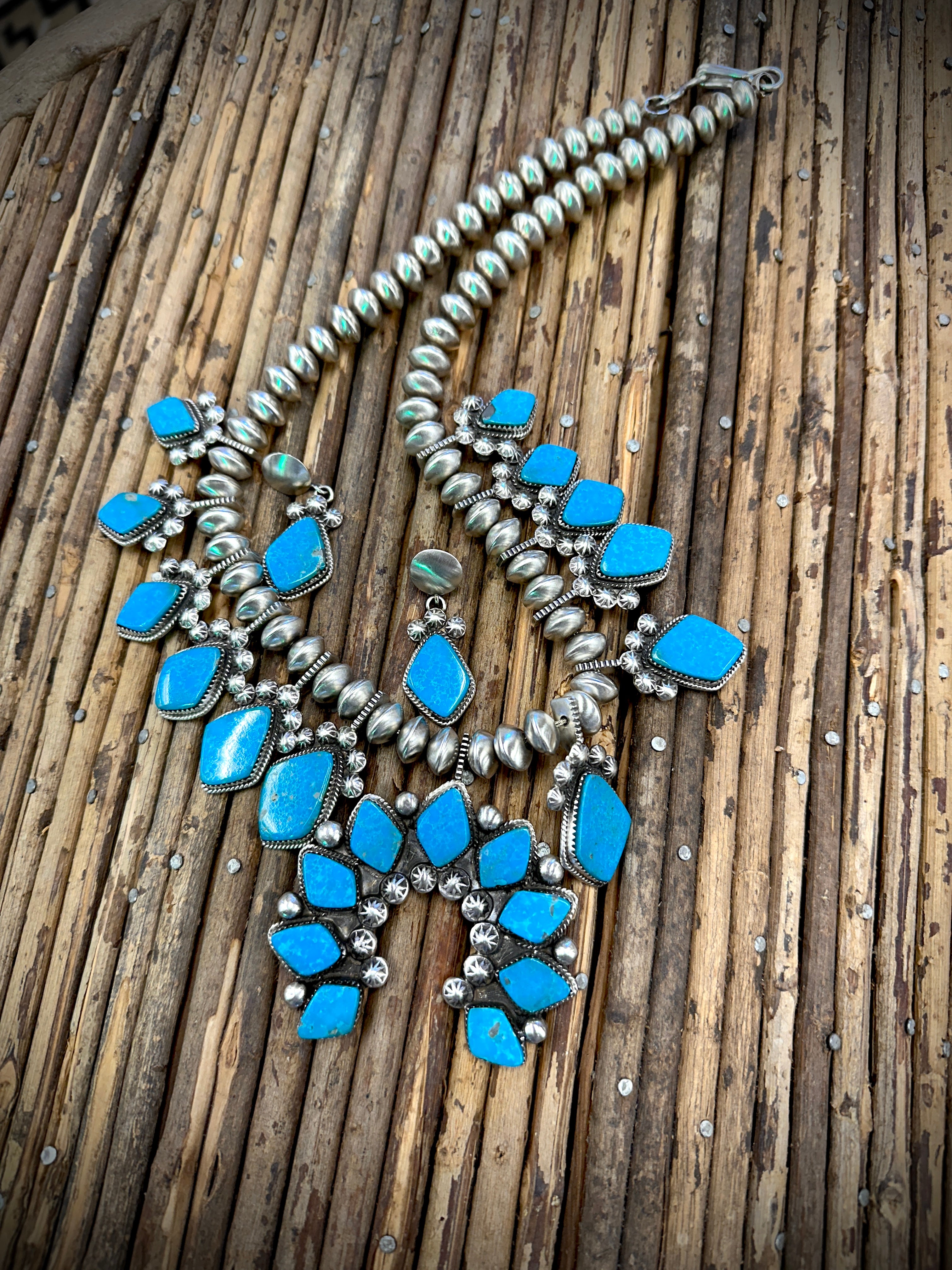 Let Yourself Go Turquoise Squash Necklace and Earring Set