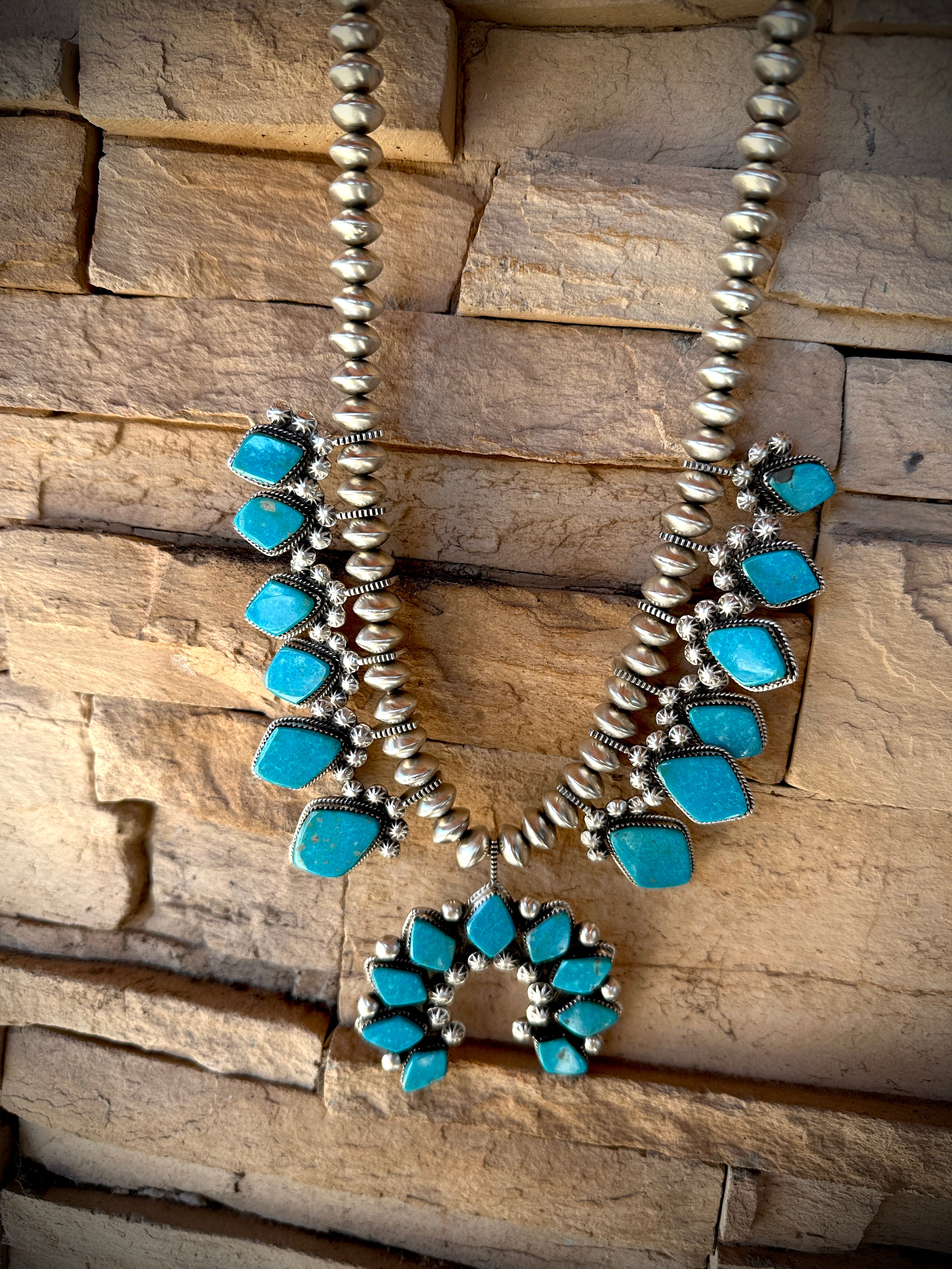 Let Yourself Go Turquoise Squash Necklace and Earring Set