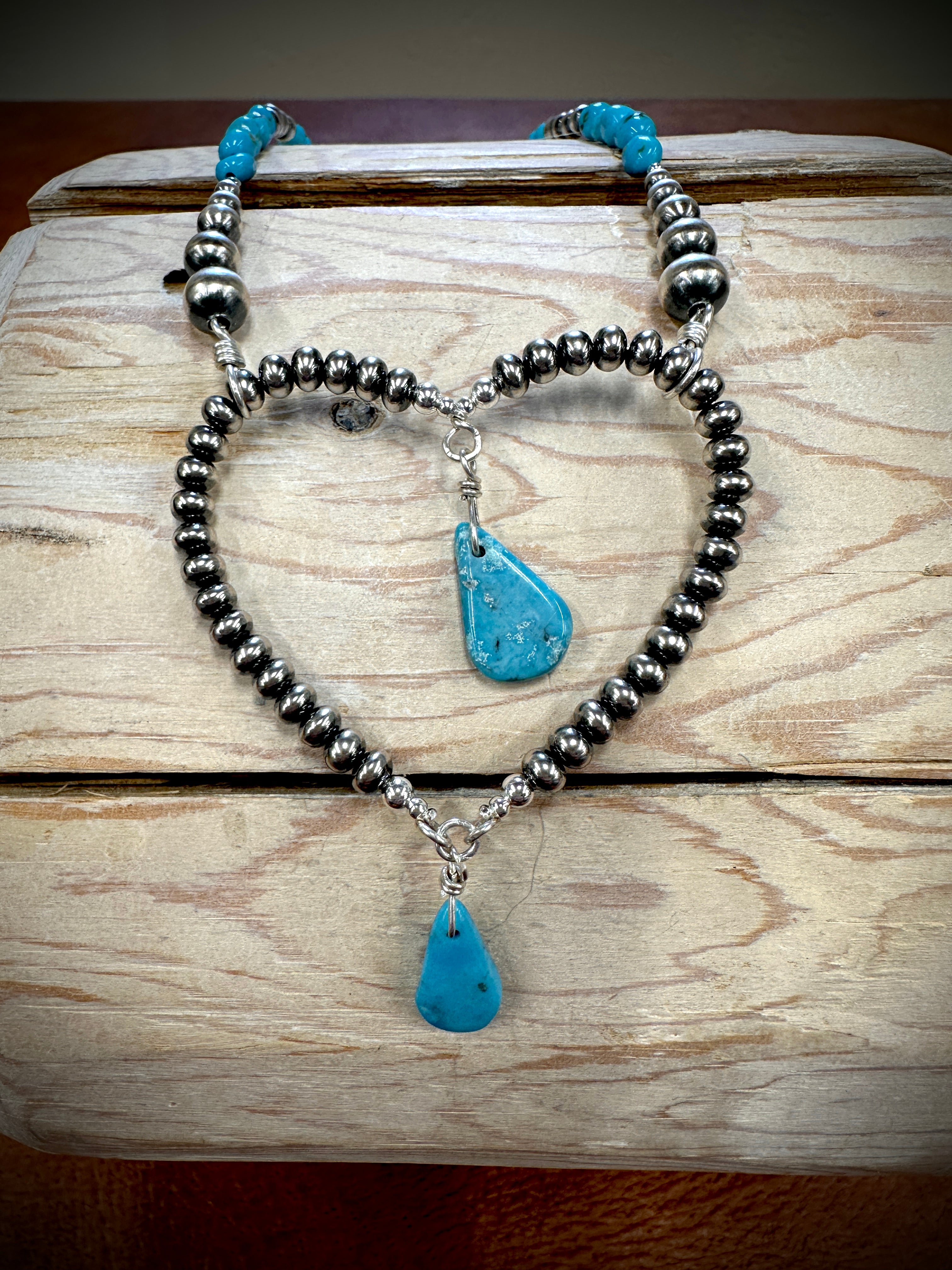 Le Coeur De Maman Pearl and Turquoise Necklace