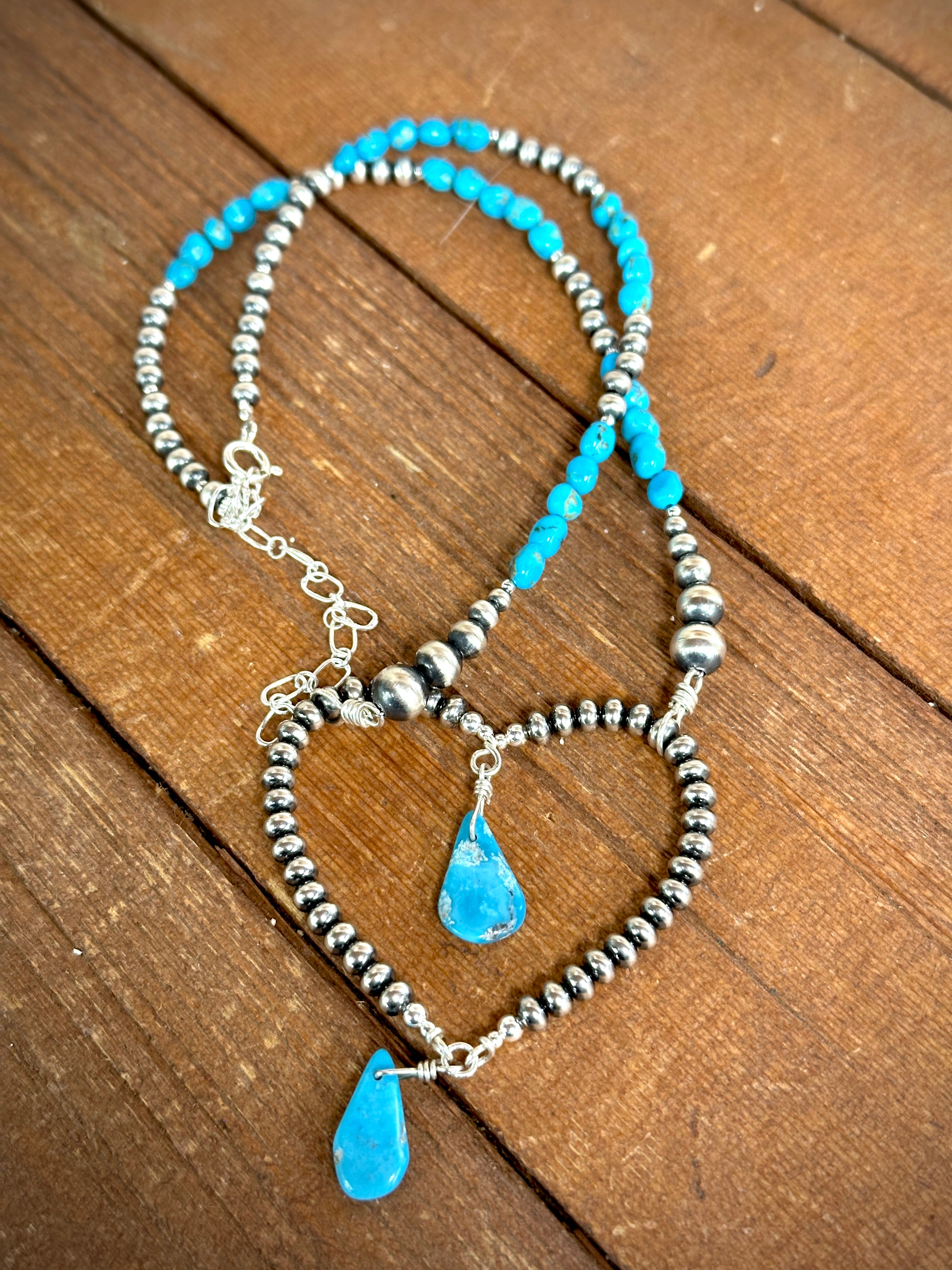 Le Coeur De Maman Pearl and Turquoise Necklace