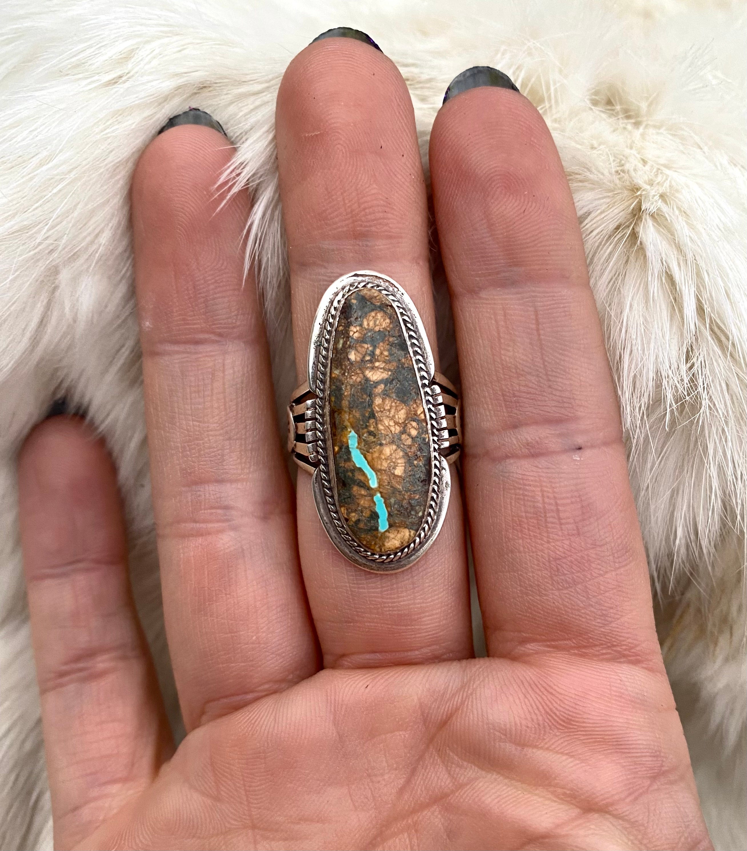 Delicate River Boulder Turquoise Ring From The Rogers Collection