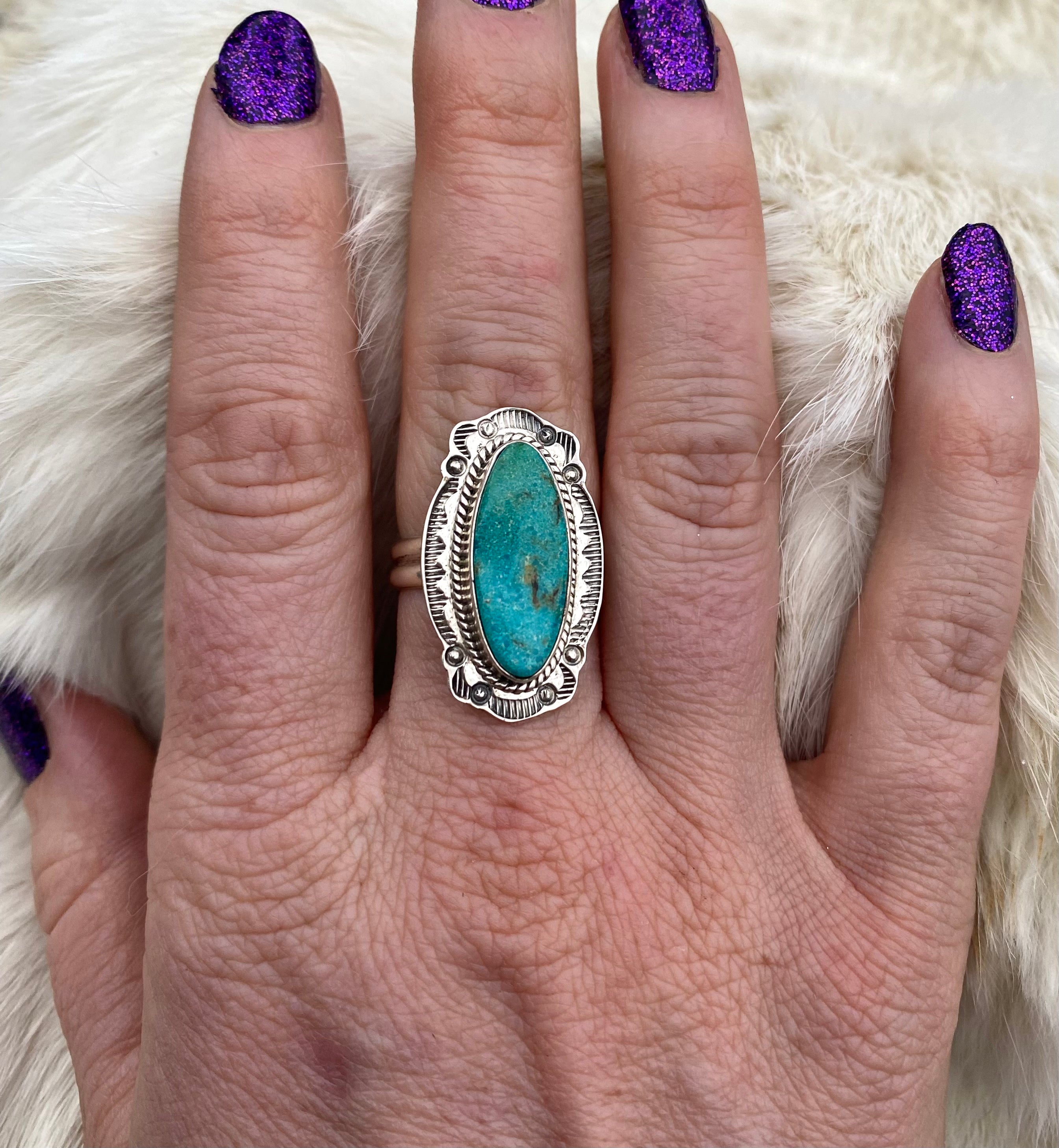 Refined Kingman Turquoise Ring From The Rogers Collection