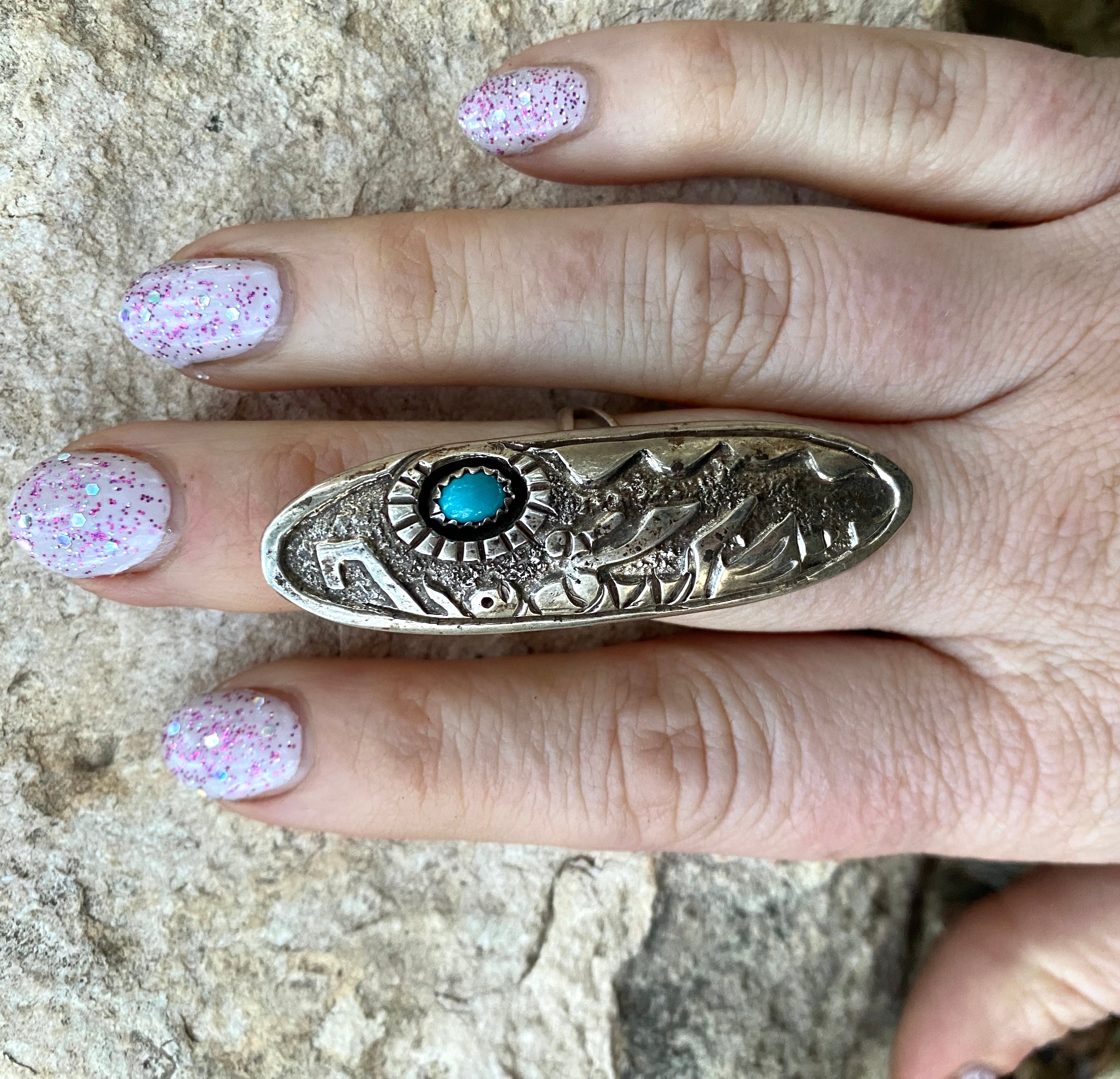 Sleeping Beauty Kachina Overlay Ring From The Rogers Collection
