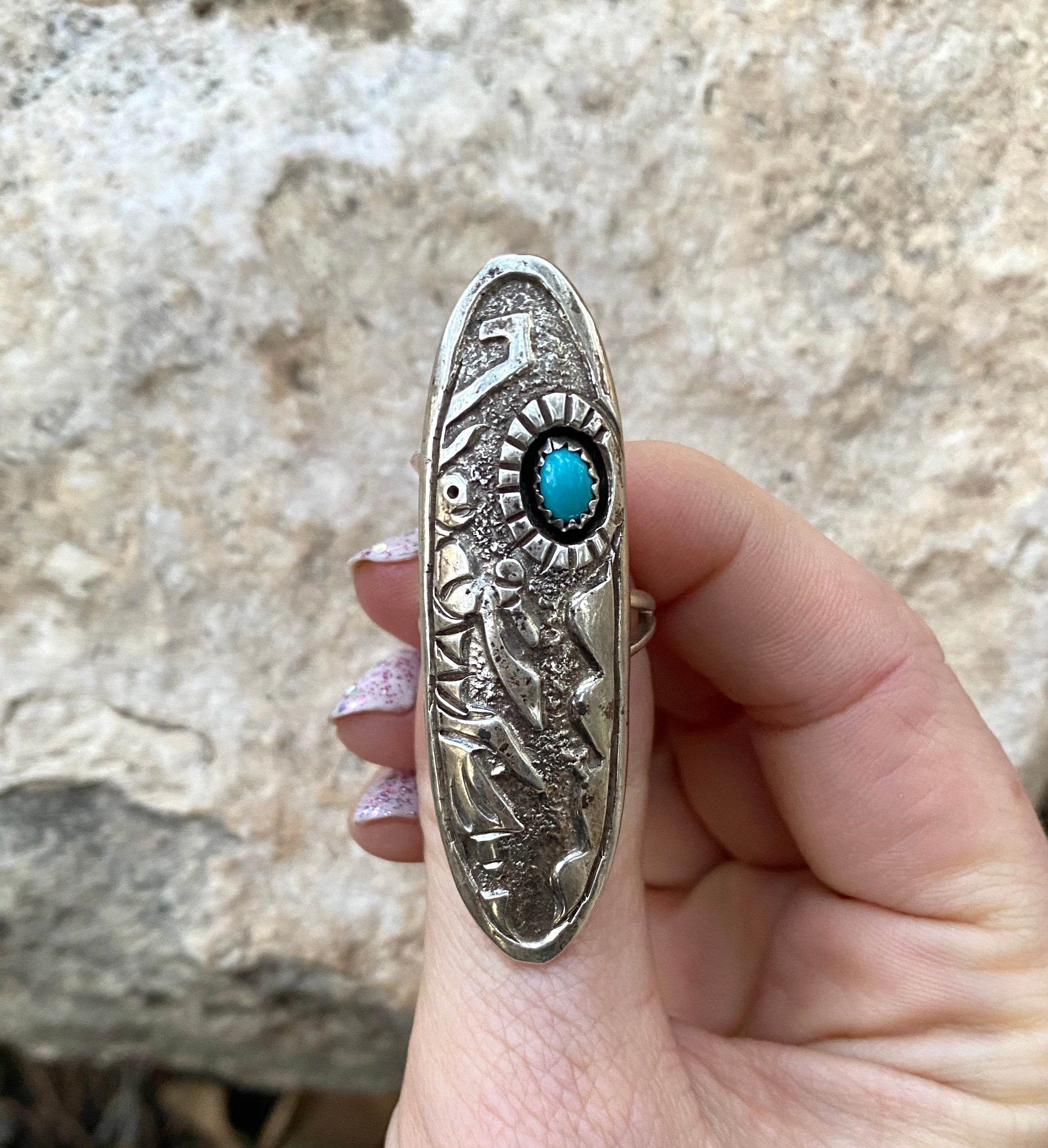 Sleeping Beauty Kachina Overlay Ring From The Rogers Collection