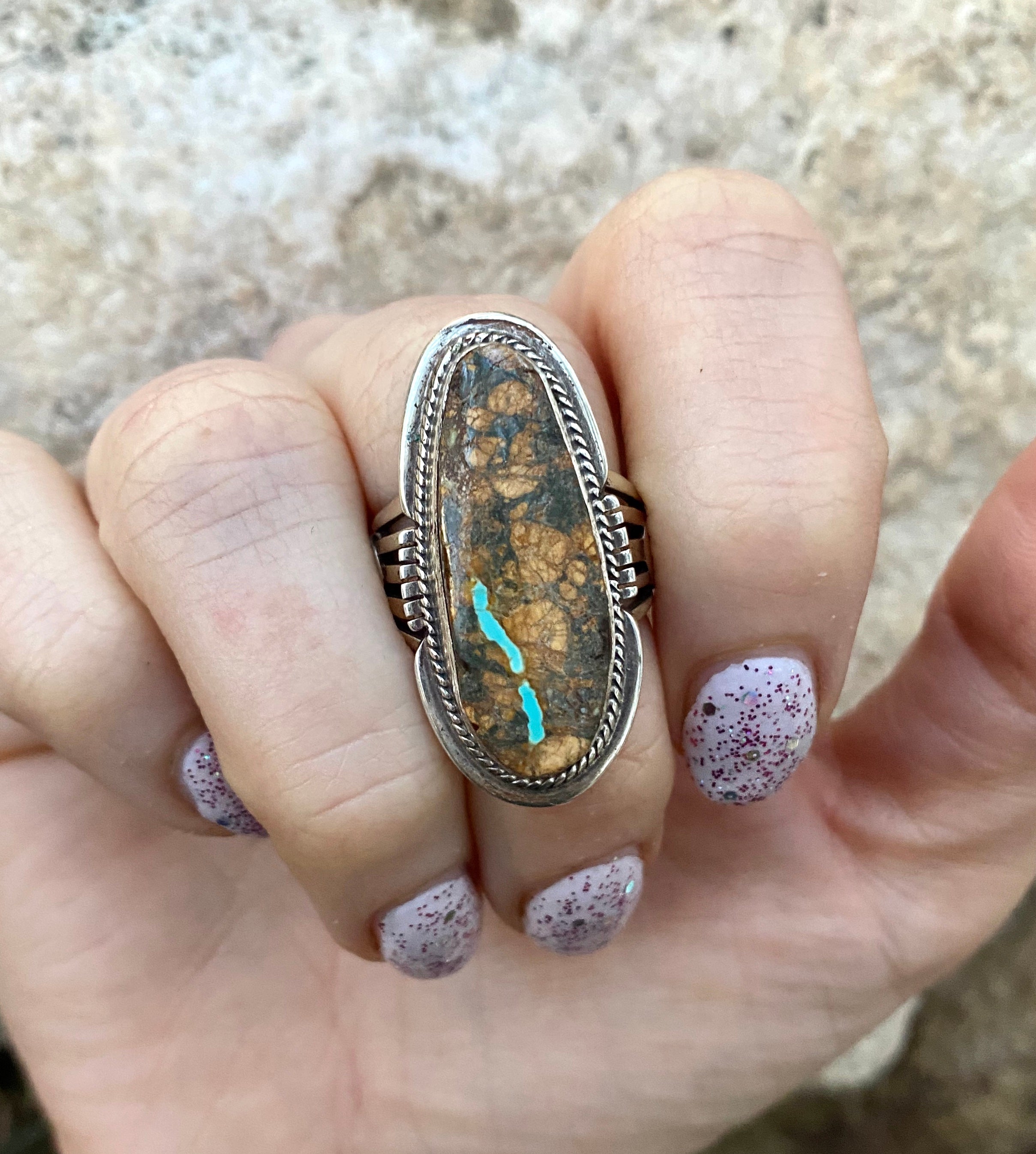 Delicate River Boulder Turquoise Ring From The Rogers Collection