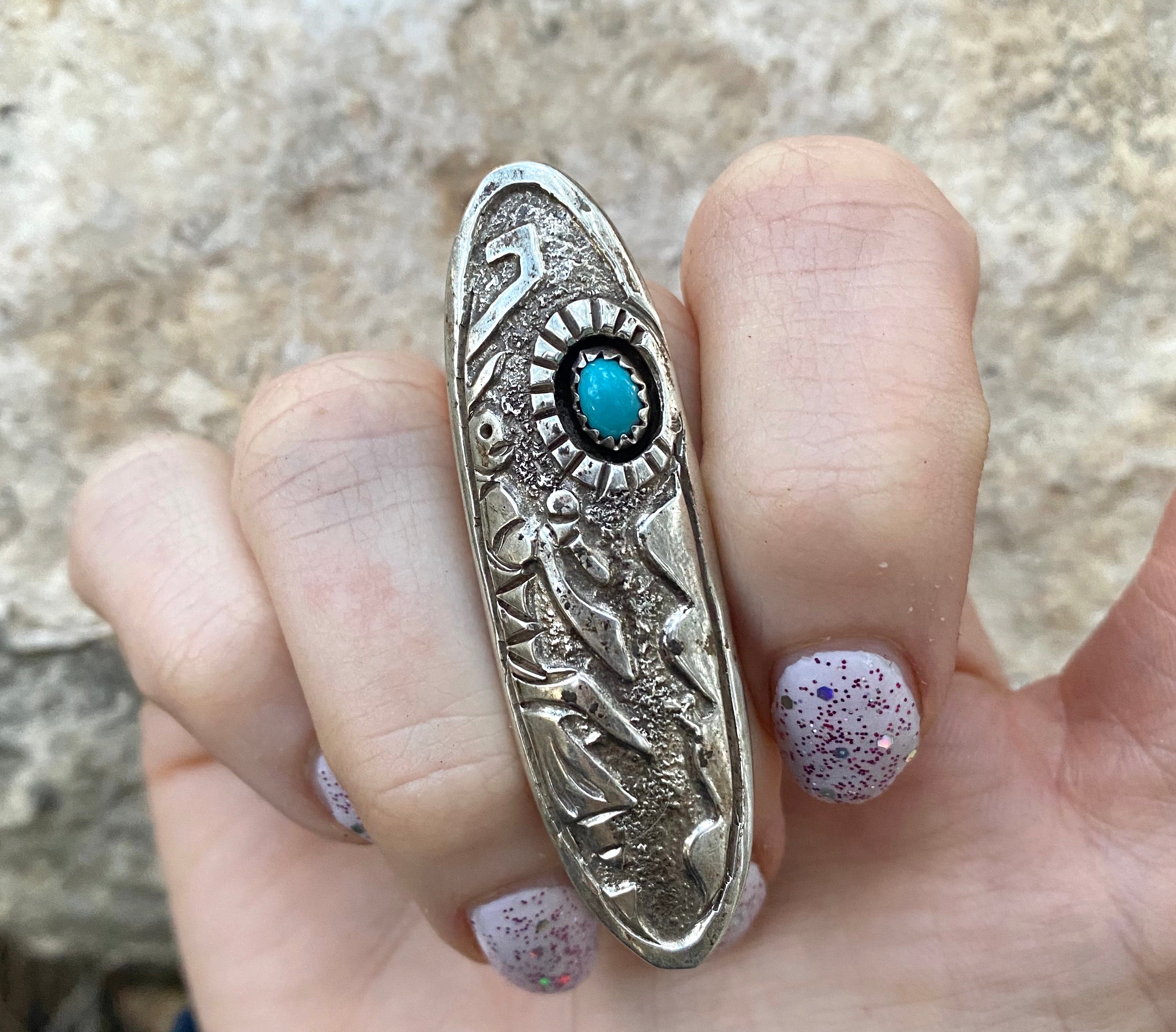 Sleeping Beauty Kachina Overlay Ring From The Rogers Collection