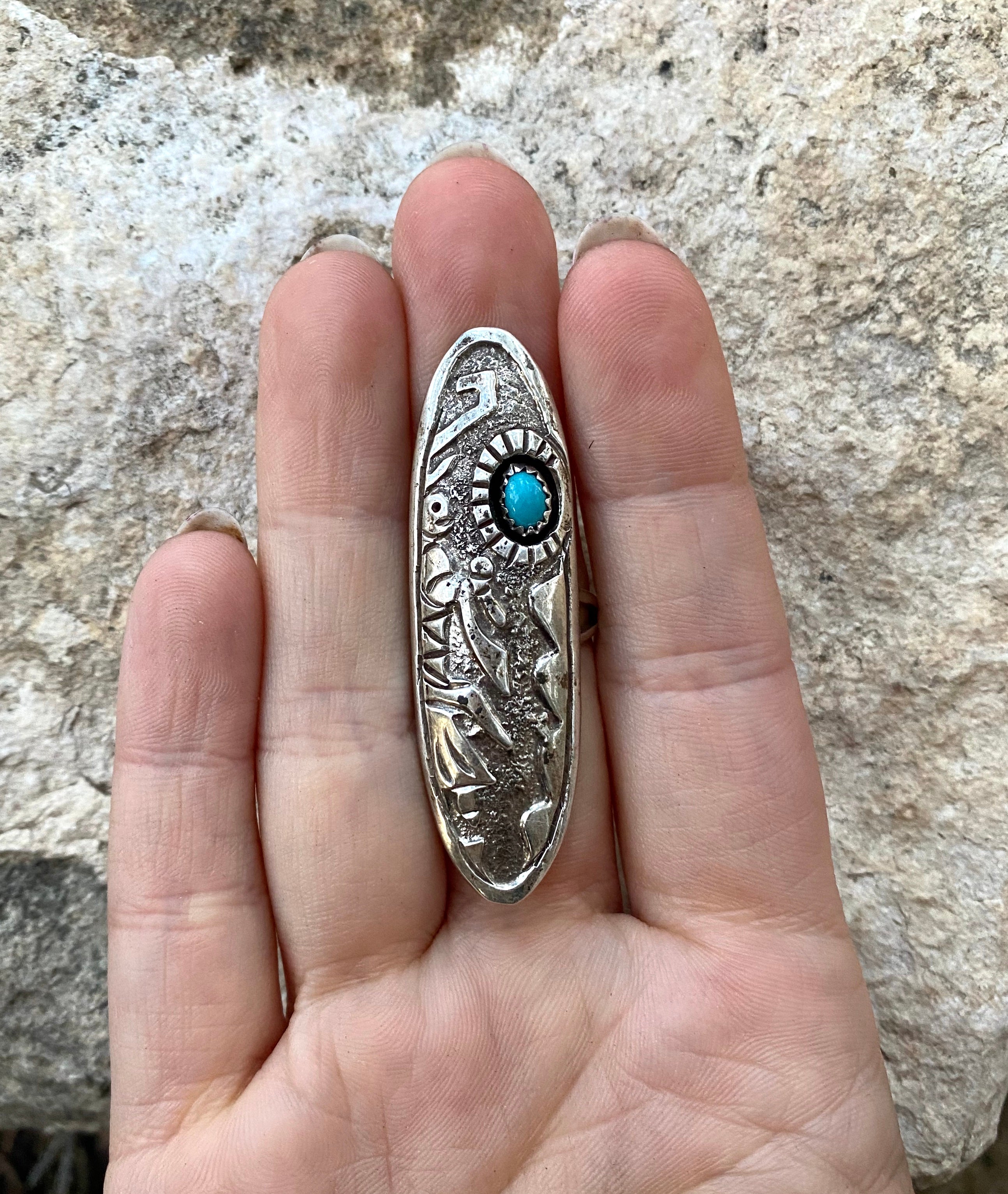 Sleeping Beauty Kachina Overlay Ring From The Rogers Collection