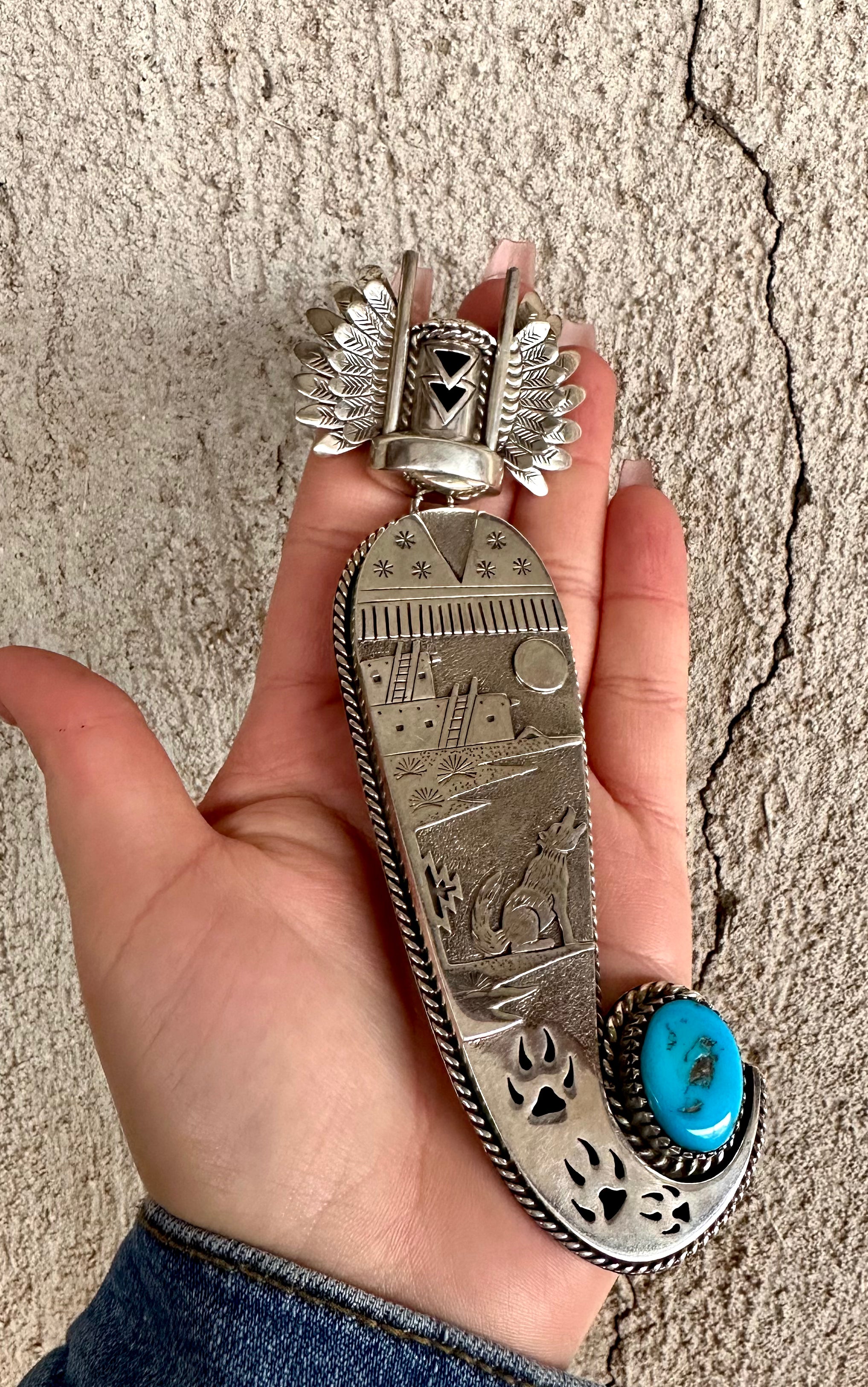Katchina Wolf Story Pendant from the Rodgers Collection