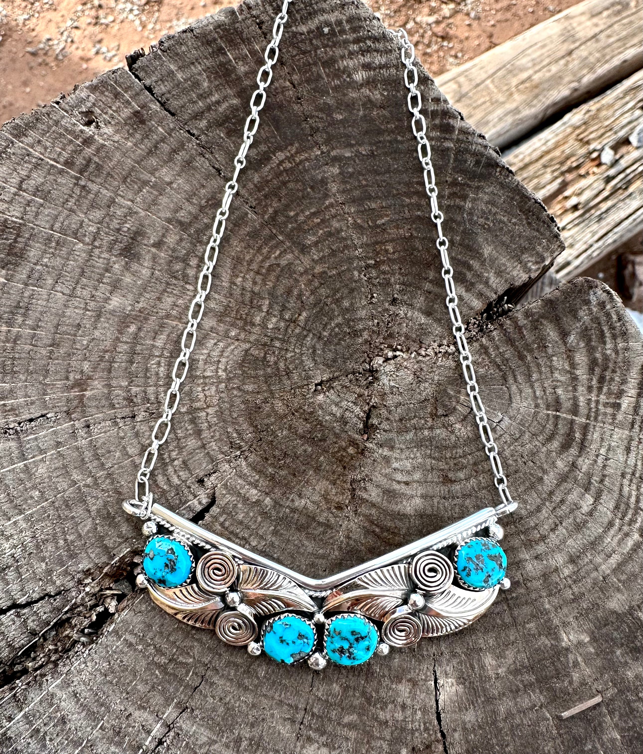 Vintage Sleeping Beauty Leaf Necklace from the Rodgers Collection