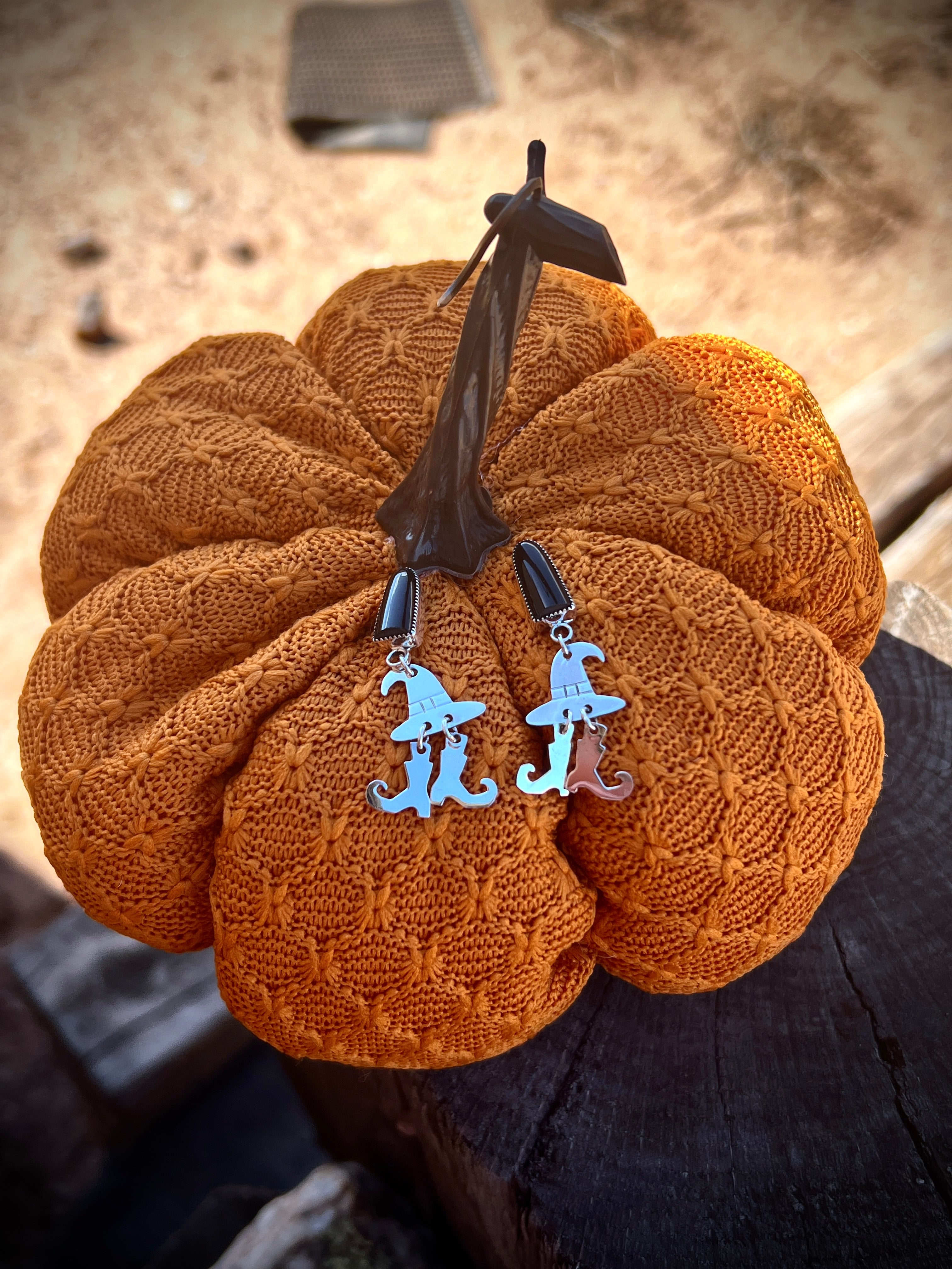 Witchy! Tombstone Witch Hat and Boots Earrings