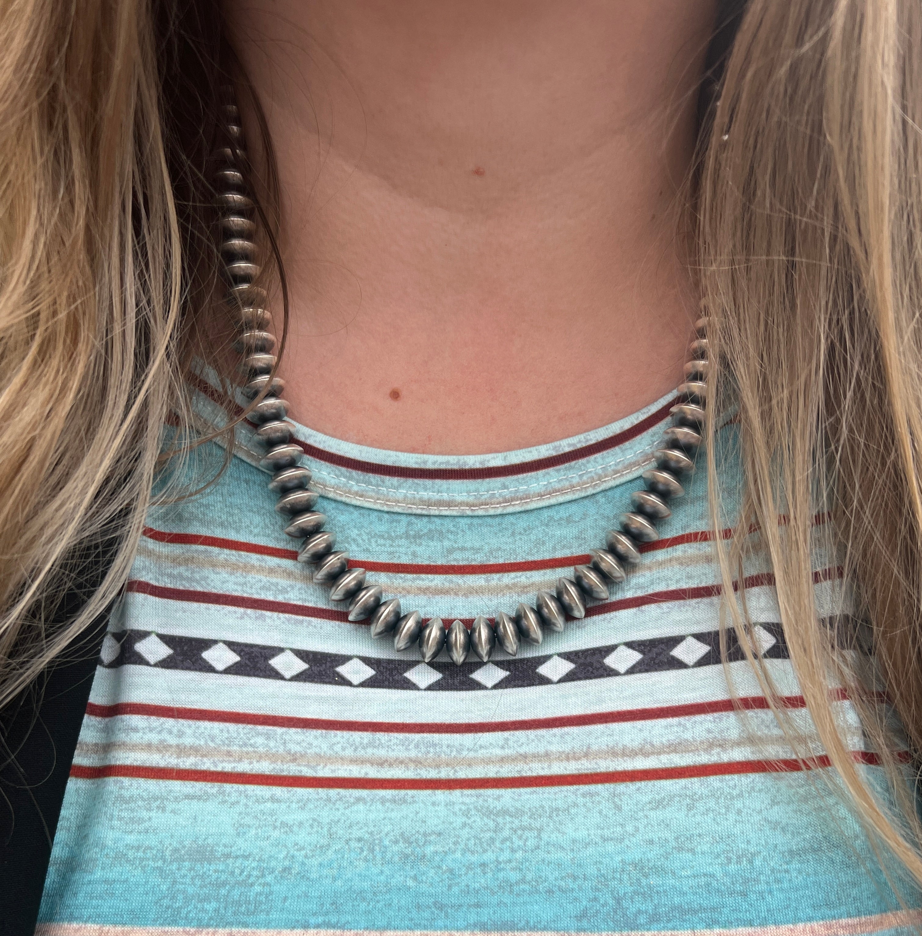 19" Handmade Navajo Pearl Saucer Bead Necklace
