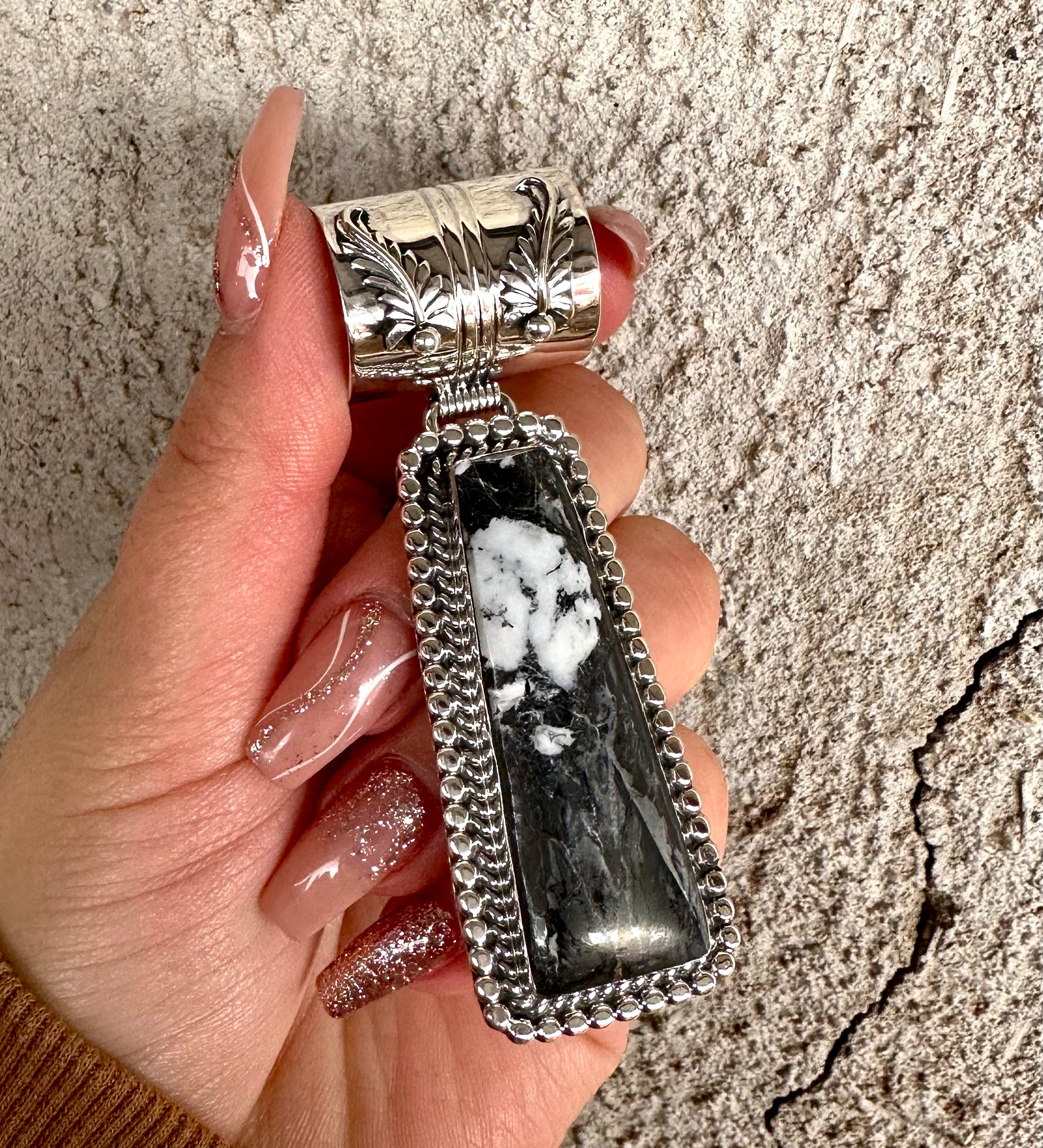 Vintage Contemporary Bar Pendant with White Buffalo from the Rodgers Collection