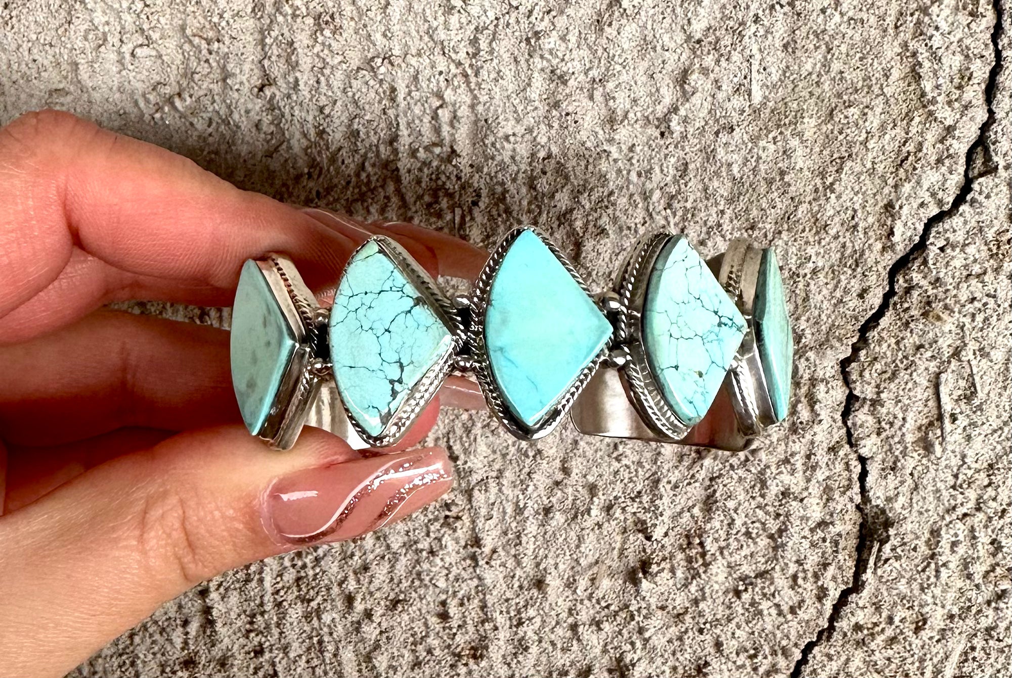 5 Stone Freeform Stacked Cuff from the Rodgers Collection