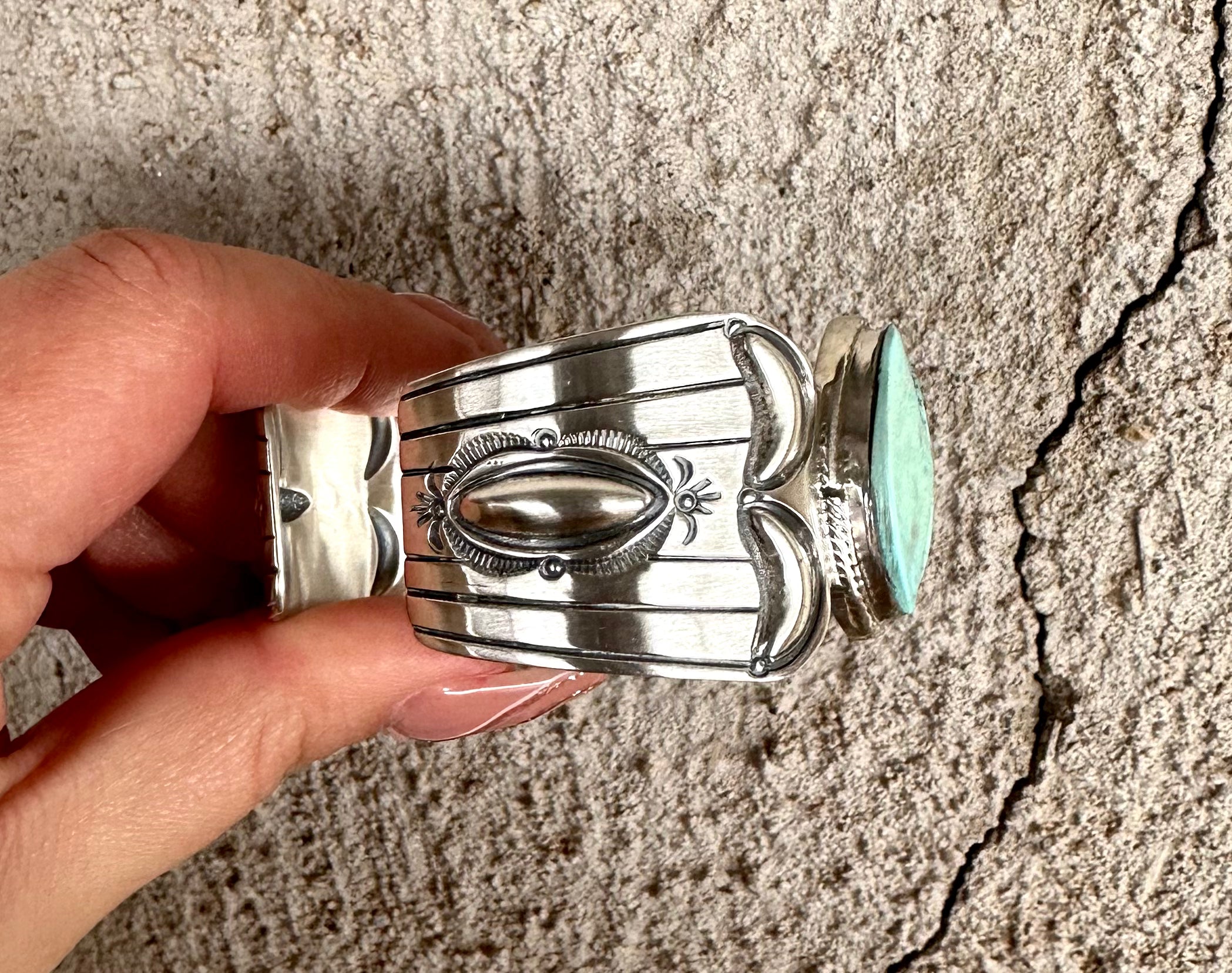 5 Stone Freeform Stacked Cuff from the Rodgers Collection