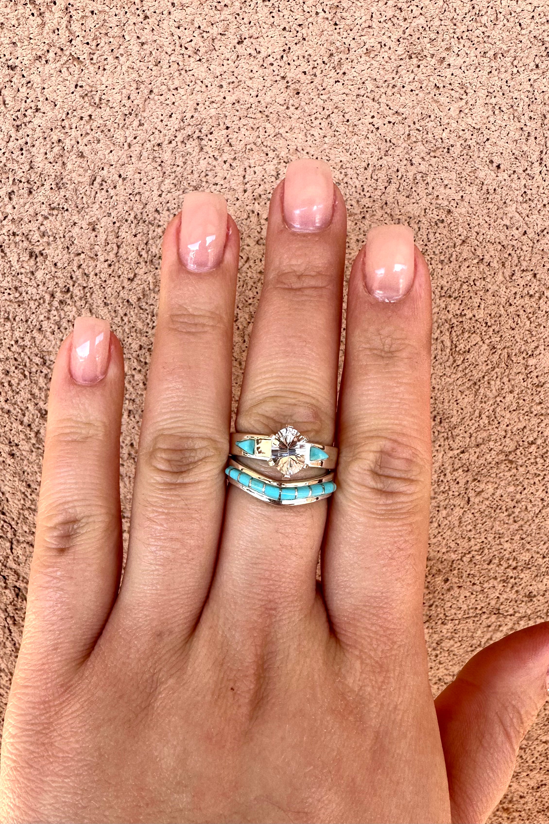 Kal Kallestewa Sleeping Beauty Turquoise and White Topaz Engagement Set