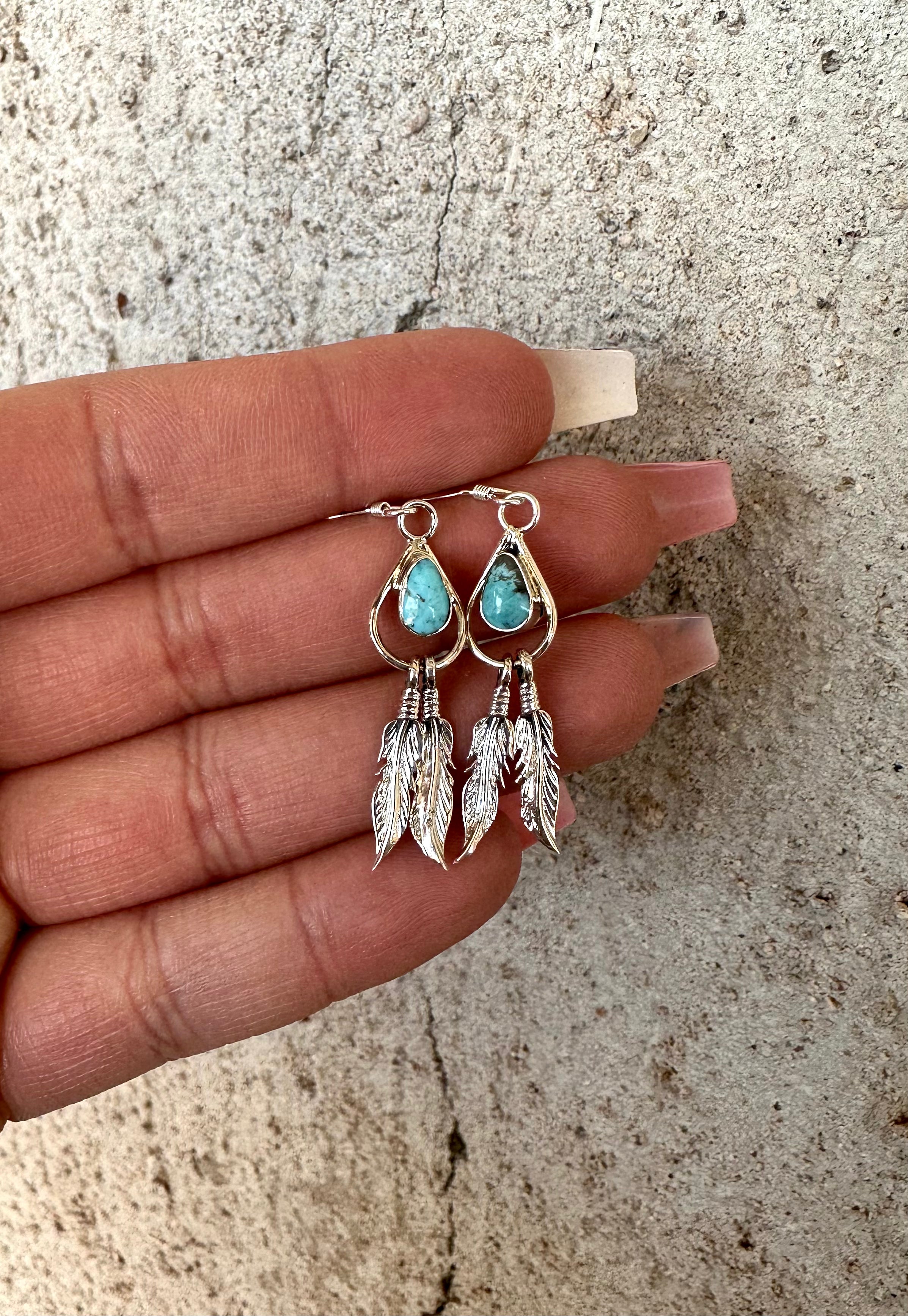 Running Bear Double Feather Earrings