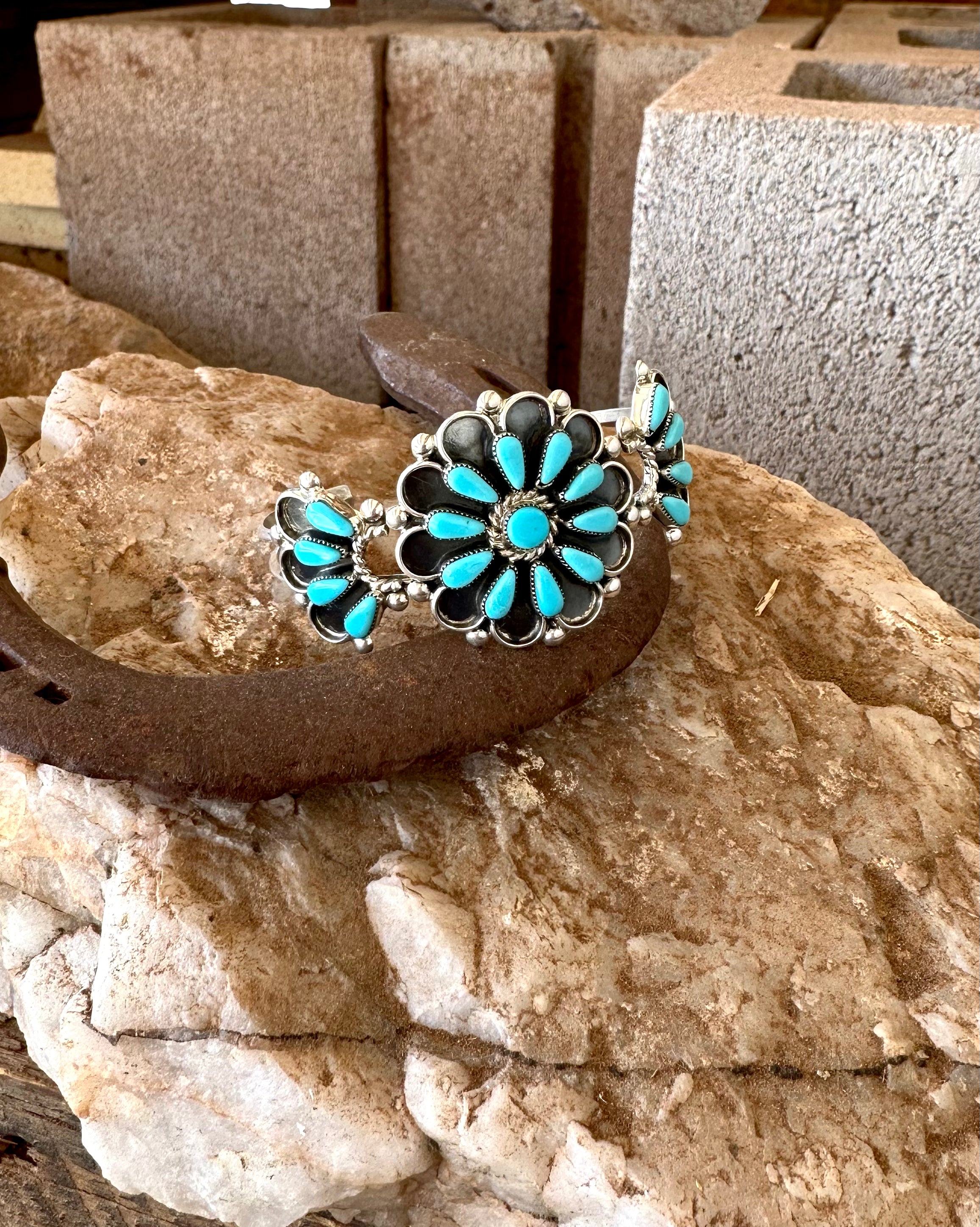 19 Stone Zuni Flower Cuff