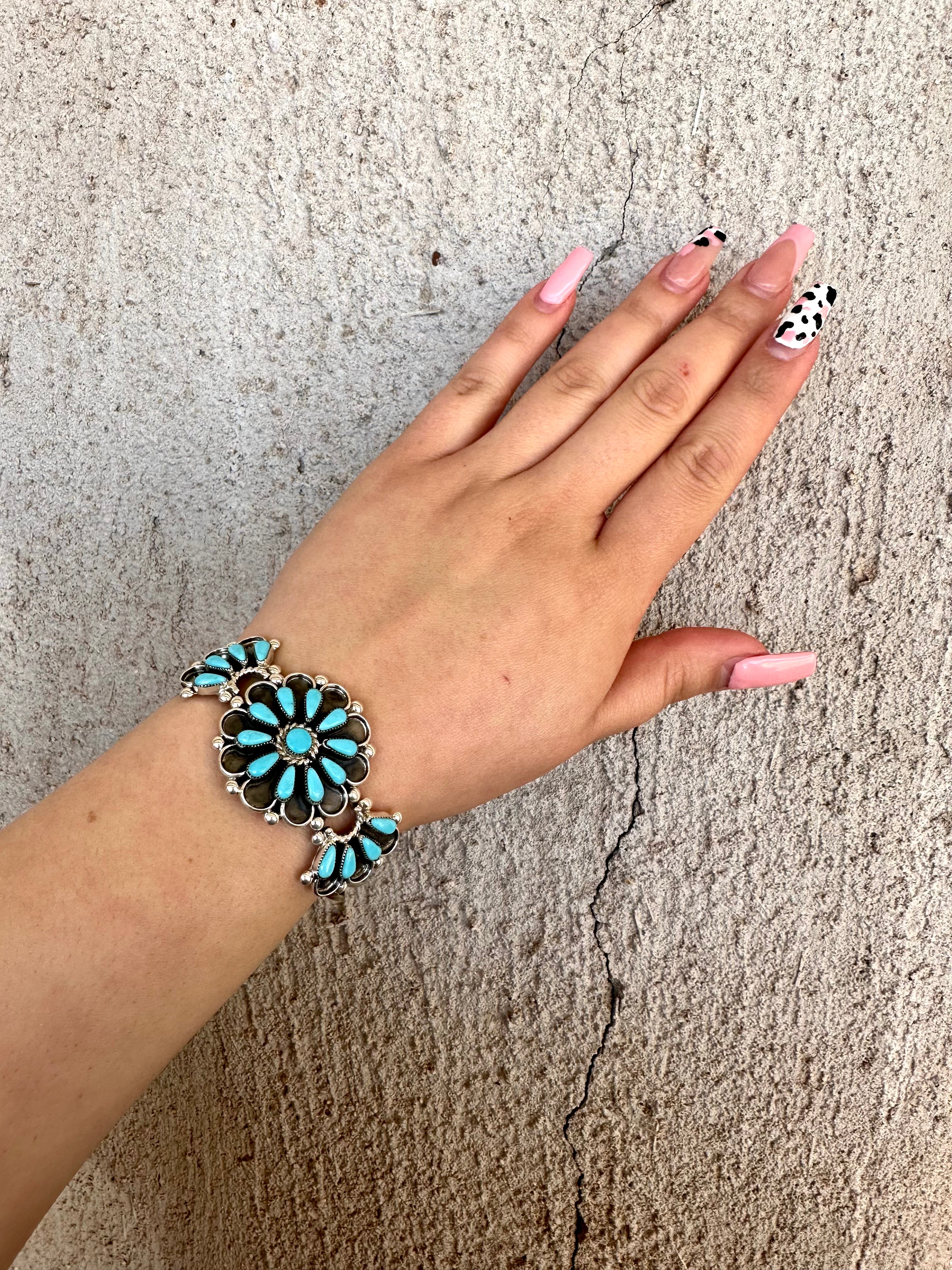 19 Stone Zuni Flower Cuff