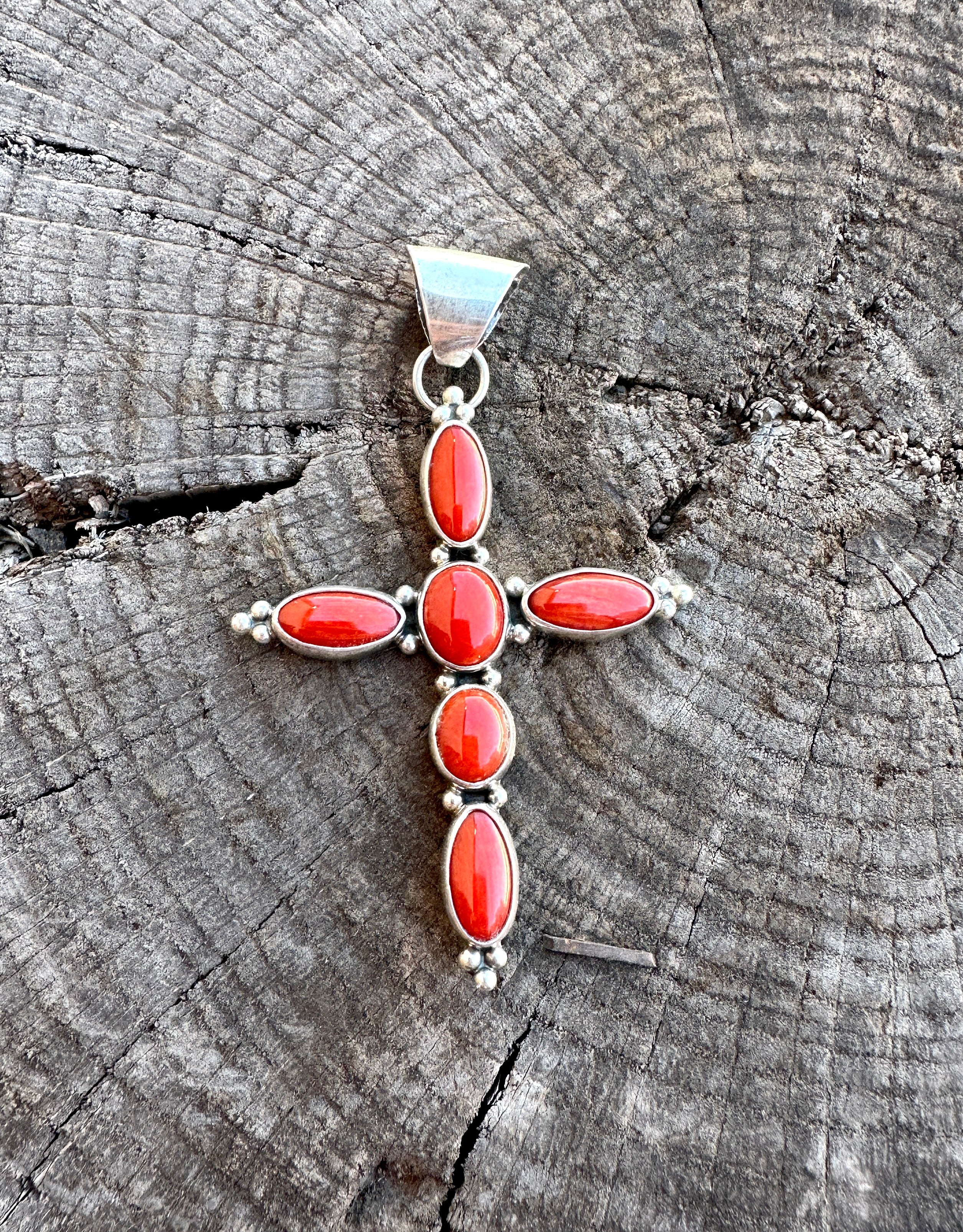 Mediterranean Coral Cross Pendant