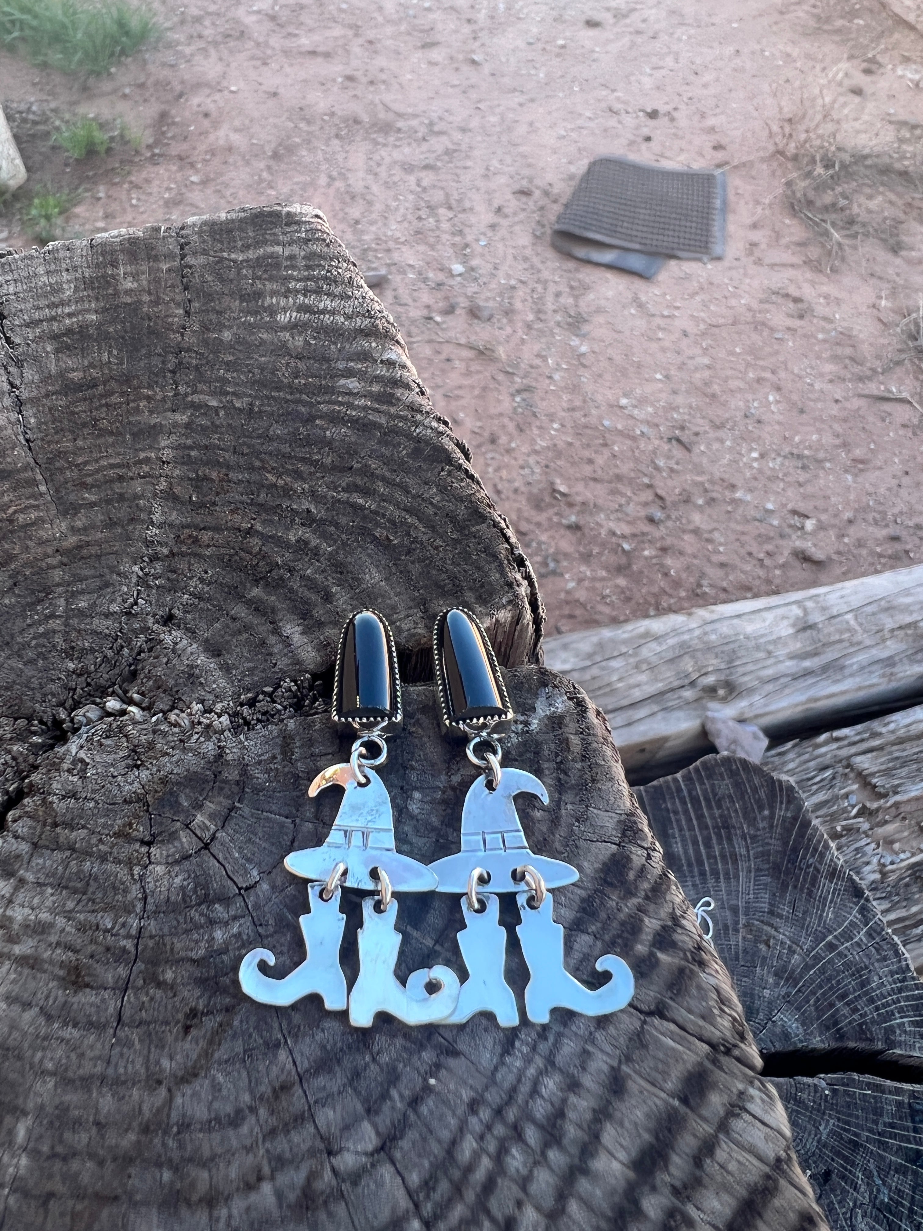 Witchy! Tombstone Witch Hat and Boots Earrings