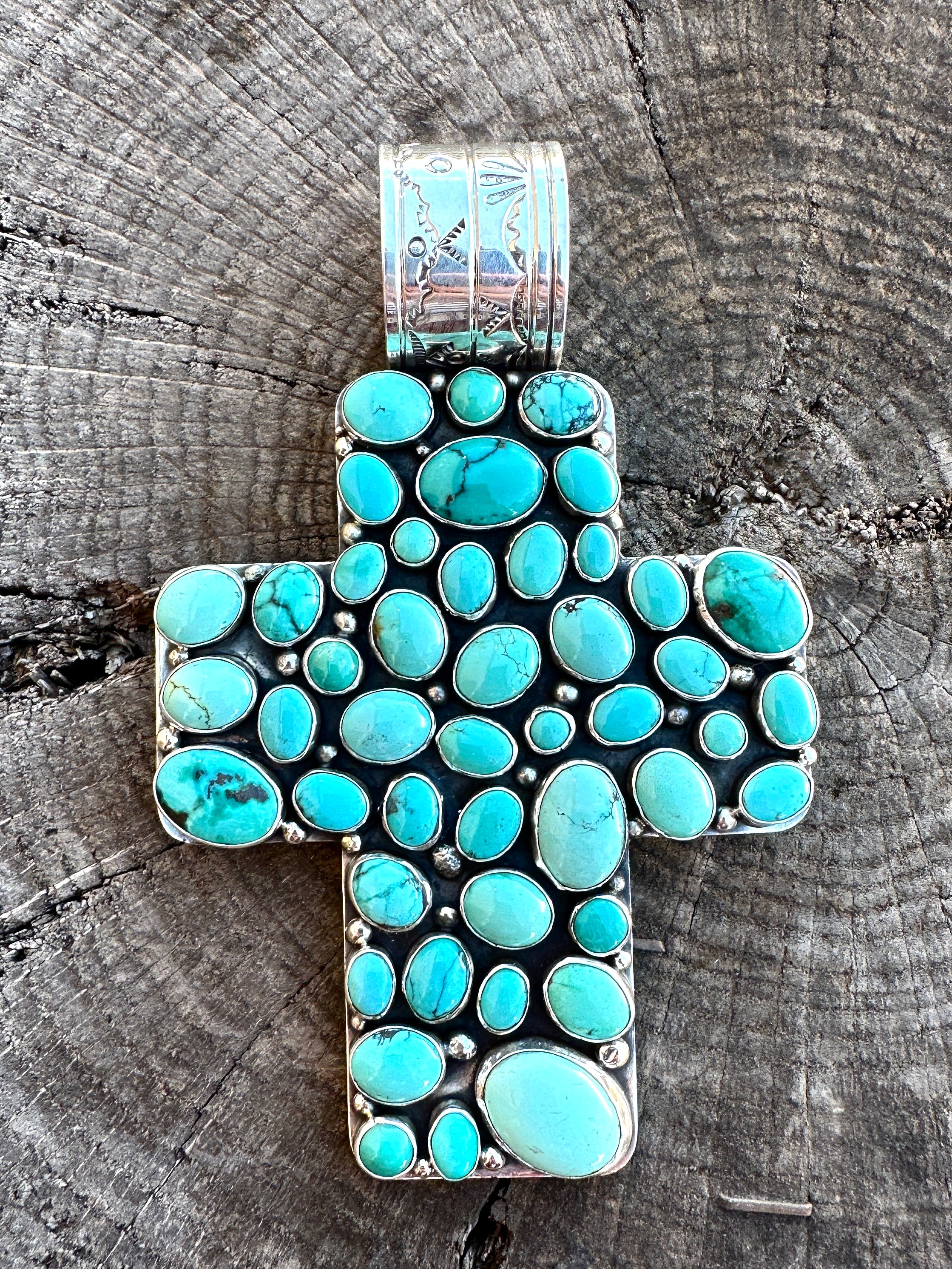 48 Stone Vintage Cross from Rodgers Estate Collection "Neon"