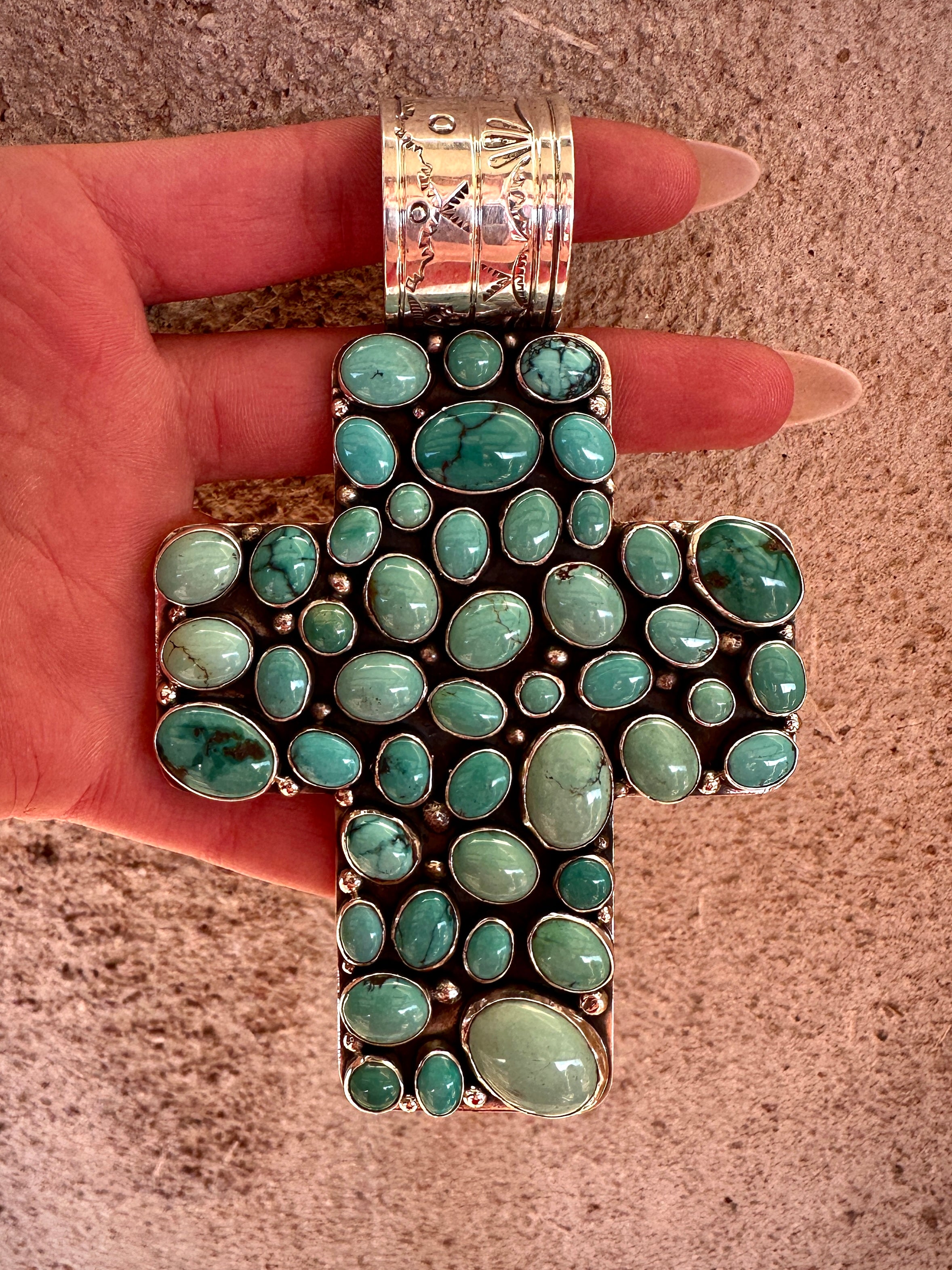 48 Stone Vintage Cross from Rodgers Estate Collection "Neon"