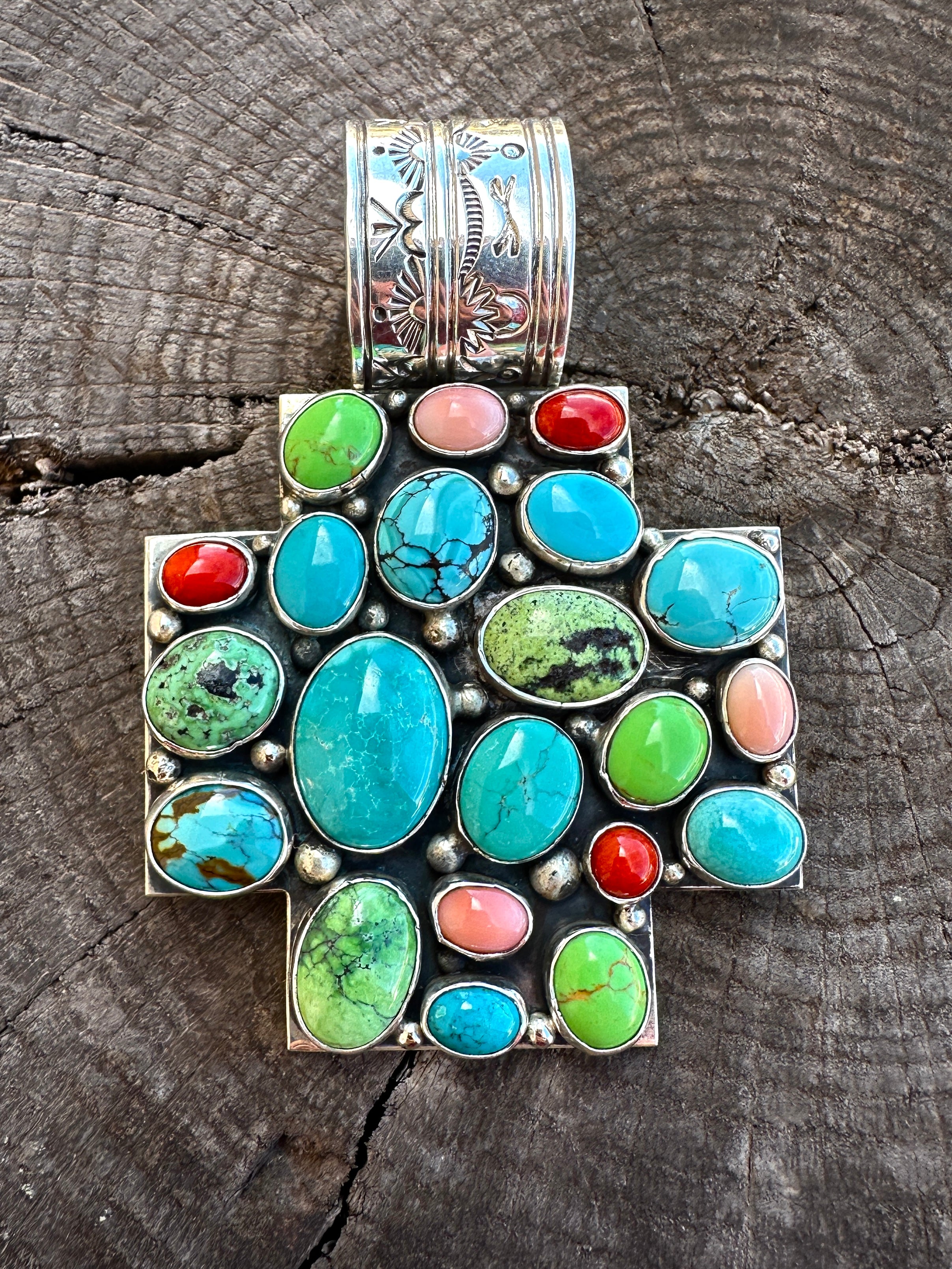 21 Stone Gilbert Secatero Cross Pendant from Rodgers Collection