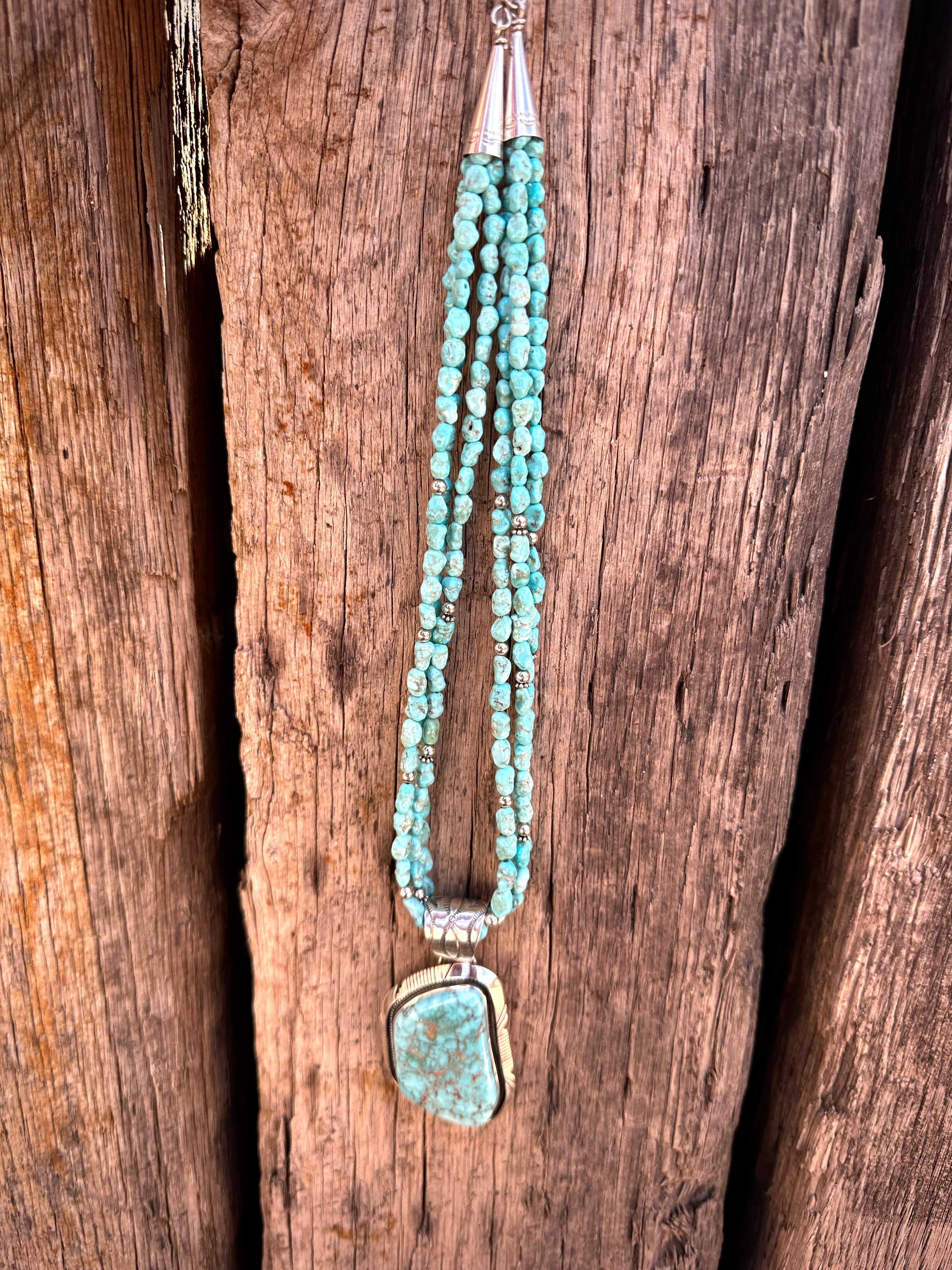 Fabulous Huge Dry Creek Pendant on Beaded Necklace from Rodgers Collection