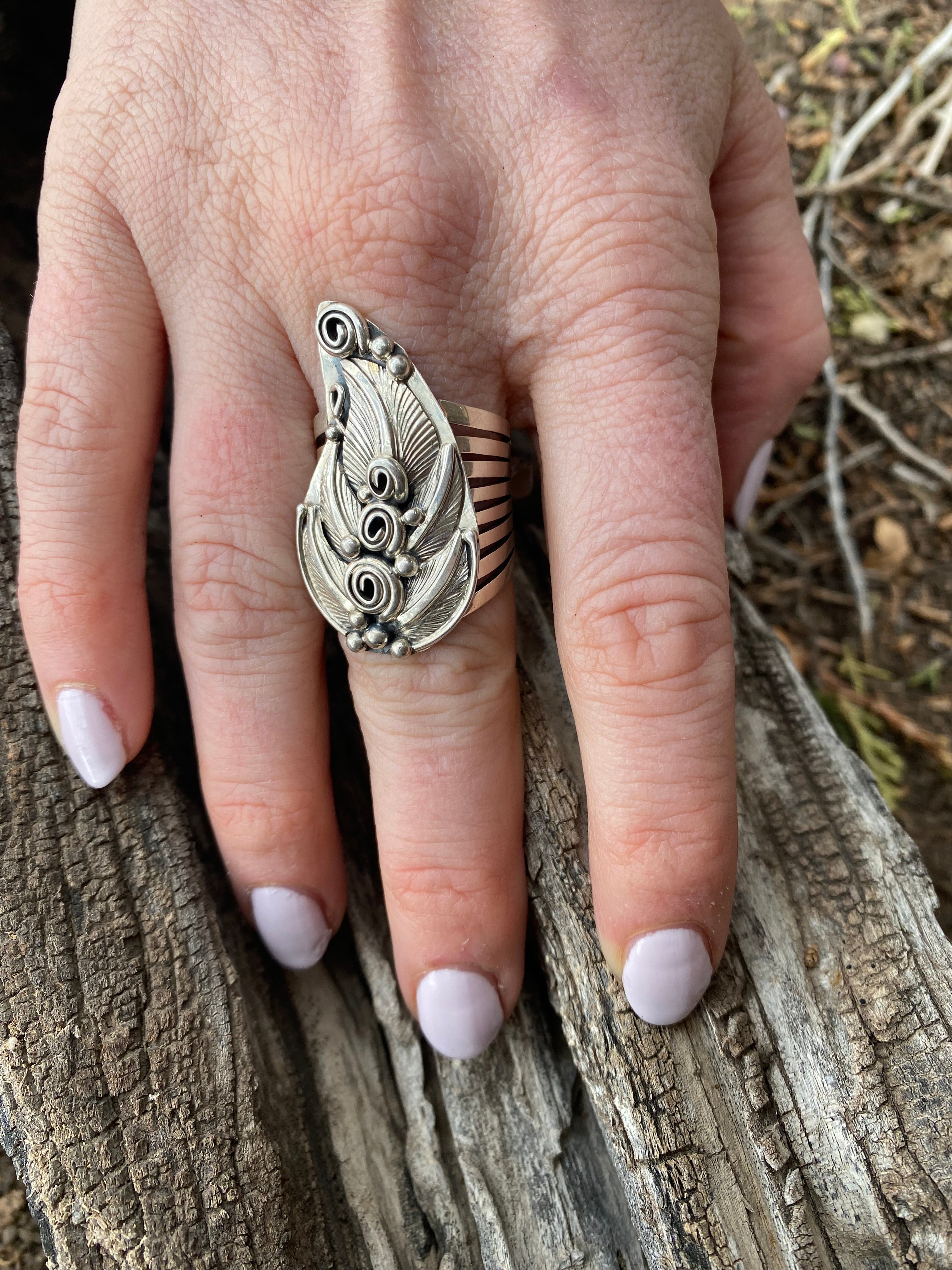 Silver Leaf Ring From The Rogers Collection