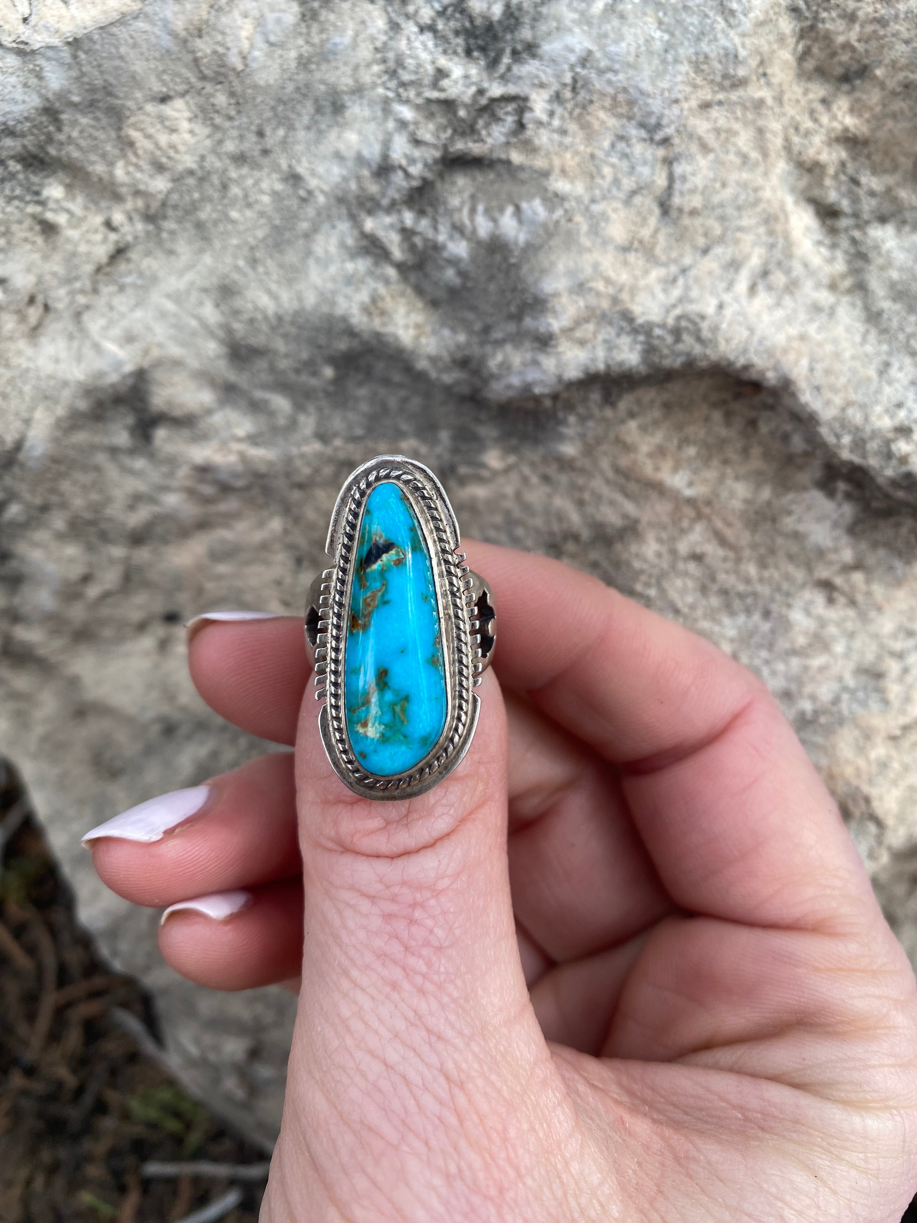 Elongate Nevada Turquoise Ring From The Rogers Collection