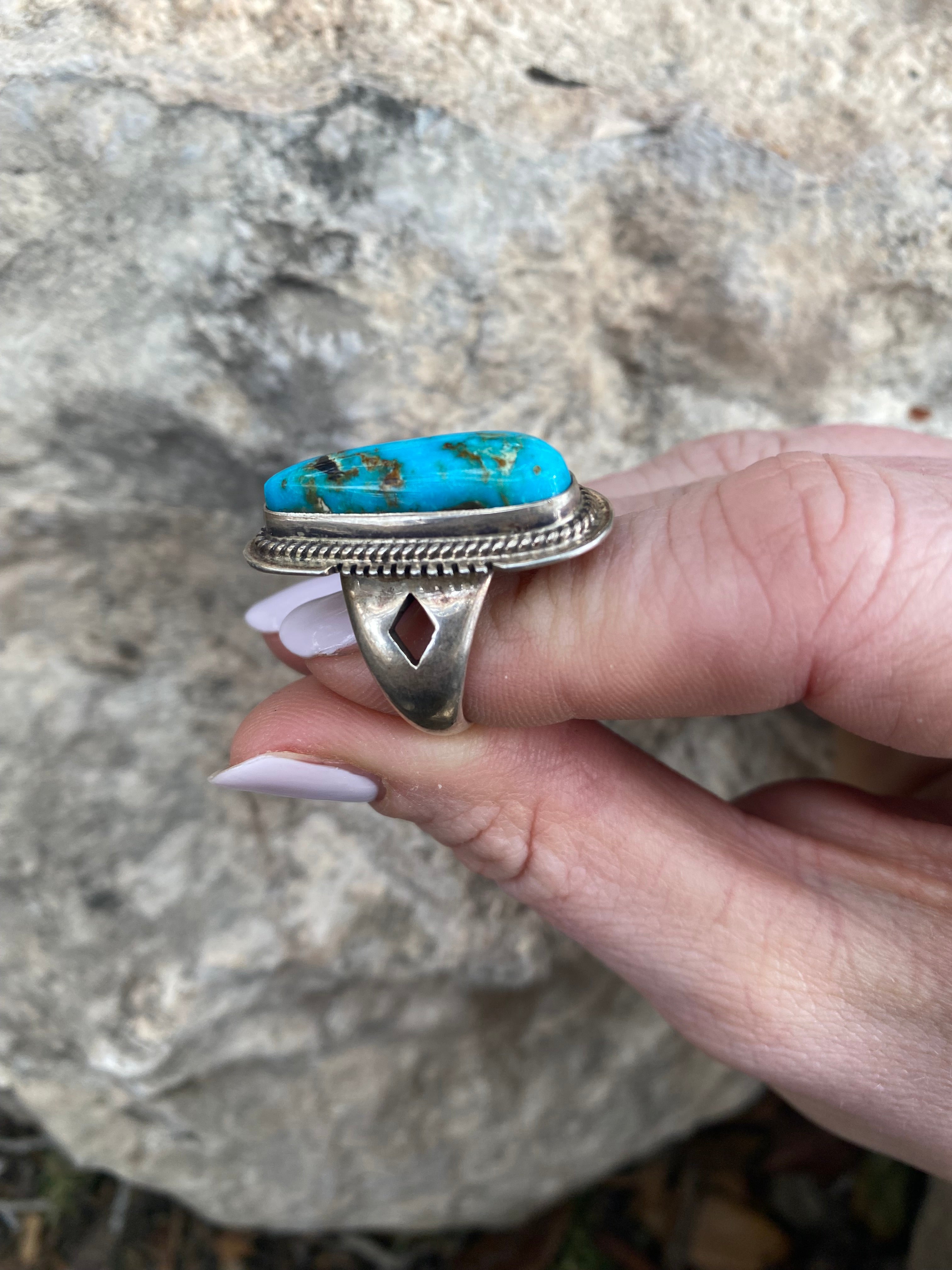 Elongate Nevada Turquoise Ring From The Rogers Collection