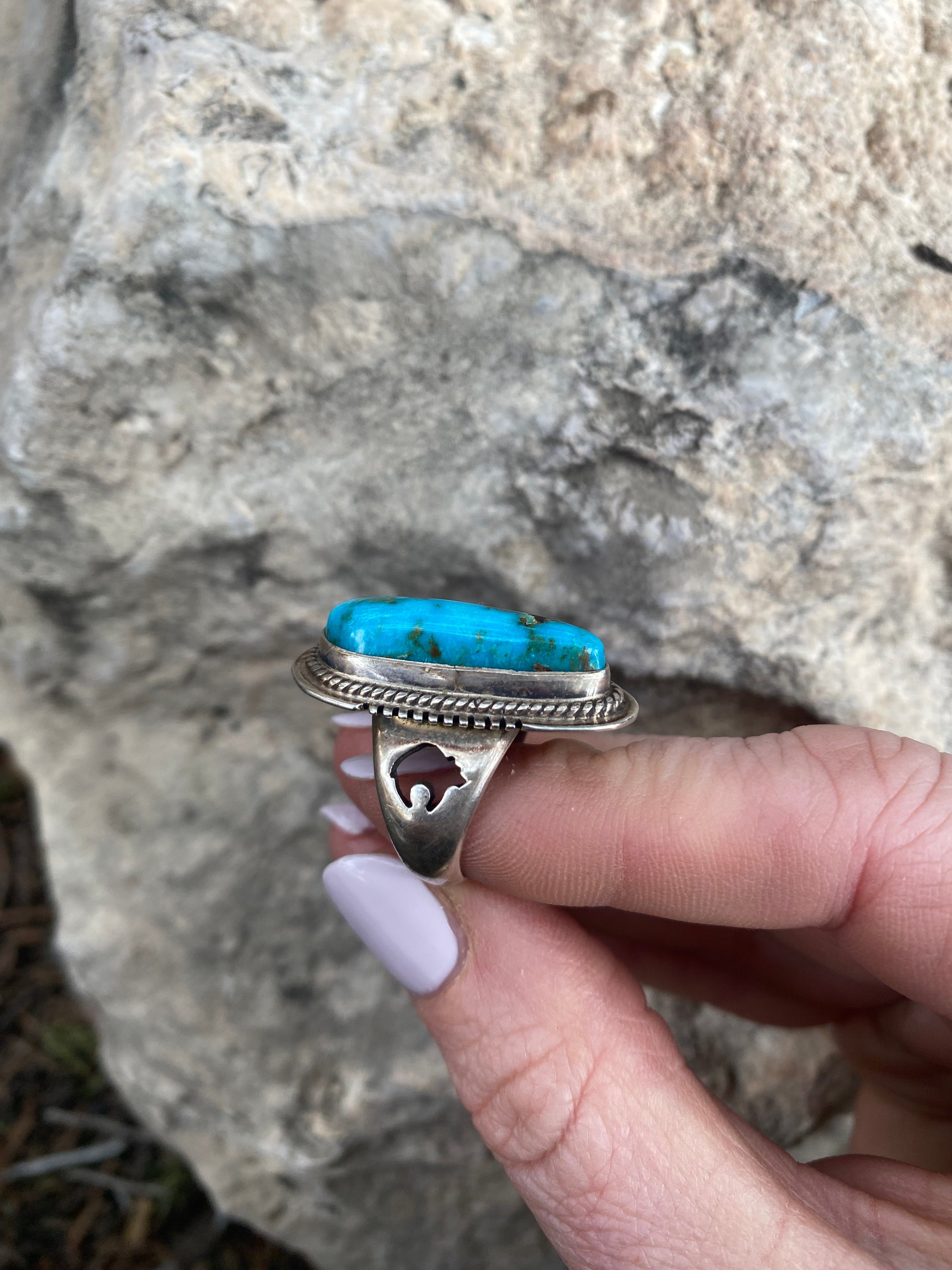 Elongate Nevada Turquoise Ring From The Rogers Collection
