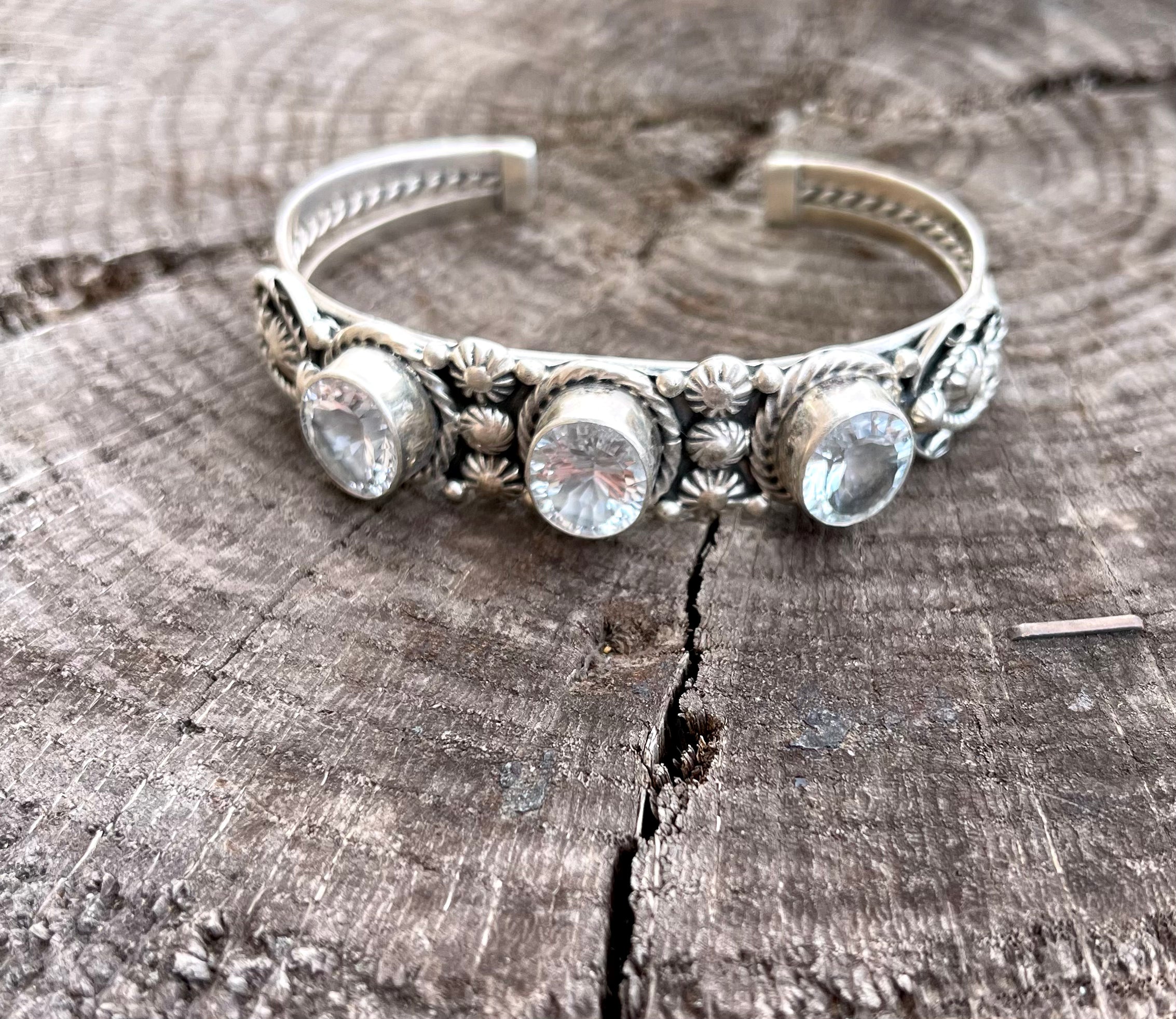 White Topaz Concave Cut Stones by Sheena Jack