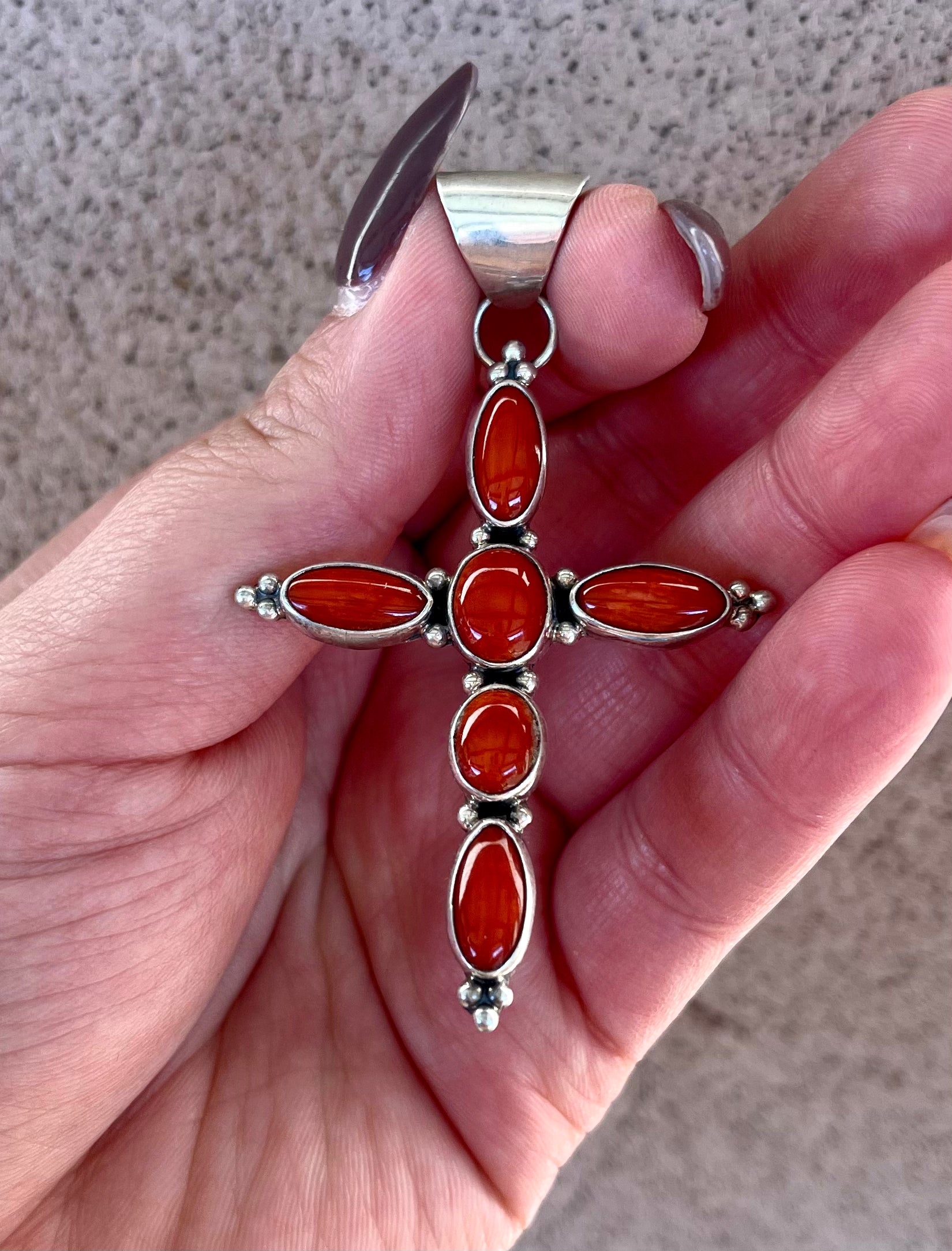 Mediterranean Coral Cross Pendant