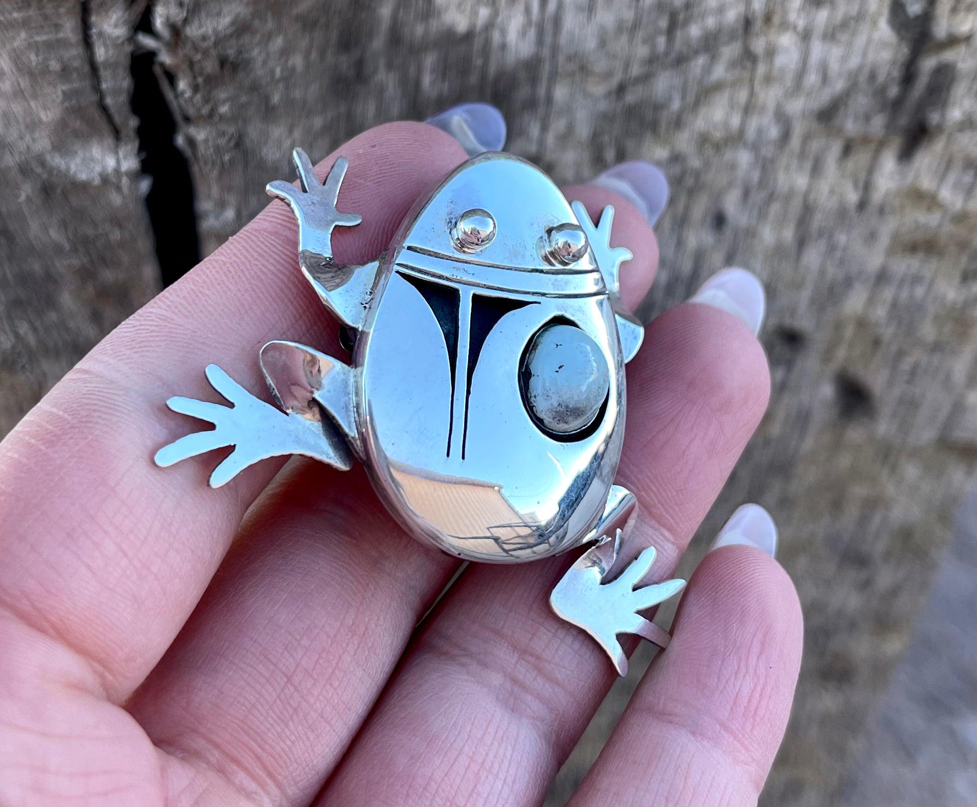 Teeny Frog Pin with Dry Creek Stone from Rodgers Estate
