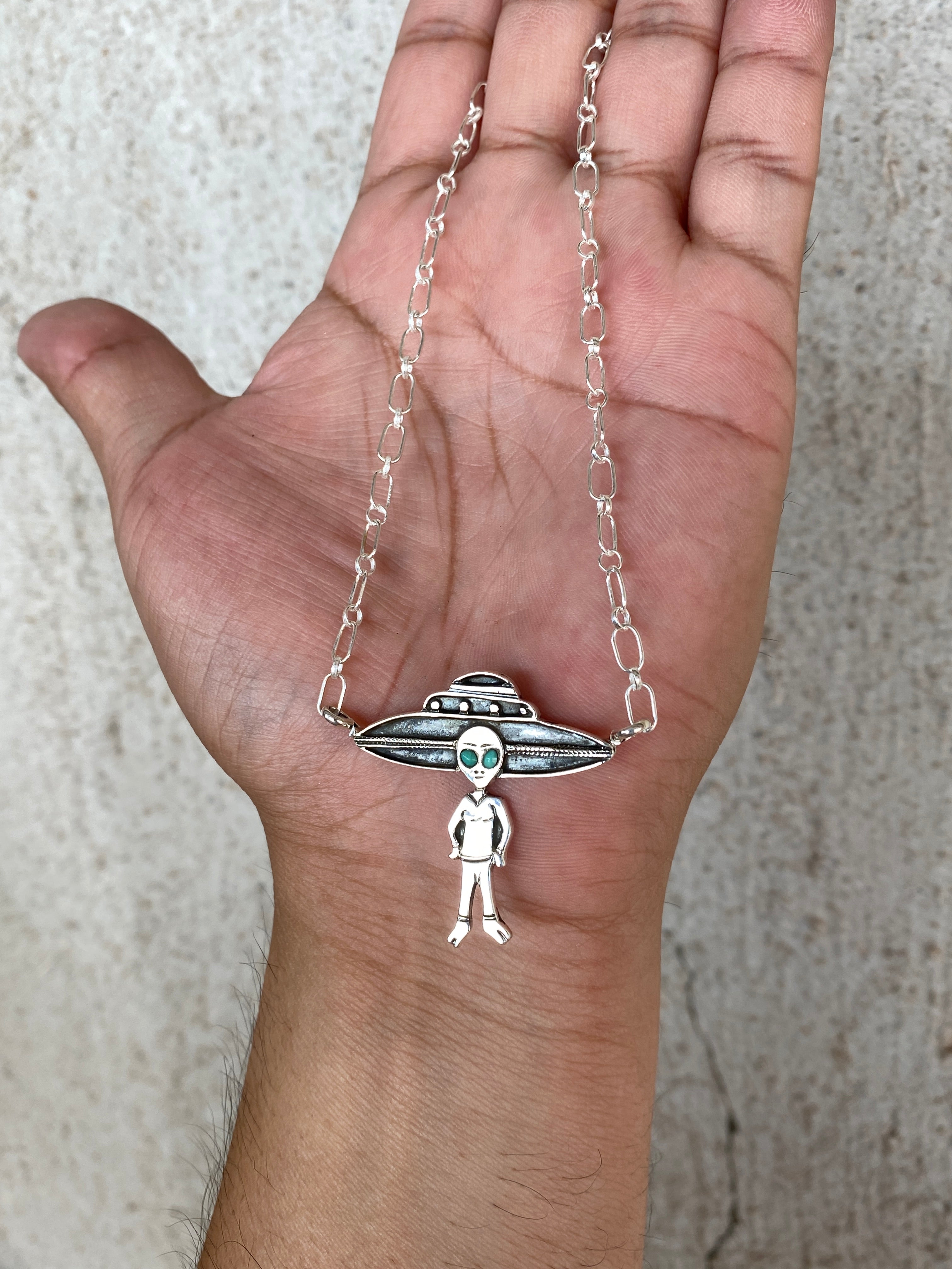 Jeremy Delgarito Space Ship Alien Necklace 18"