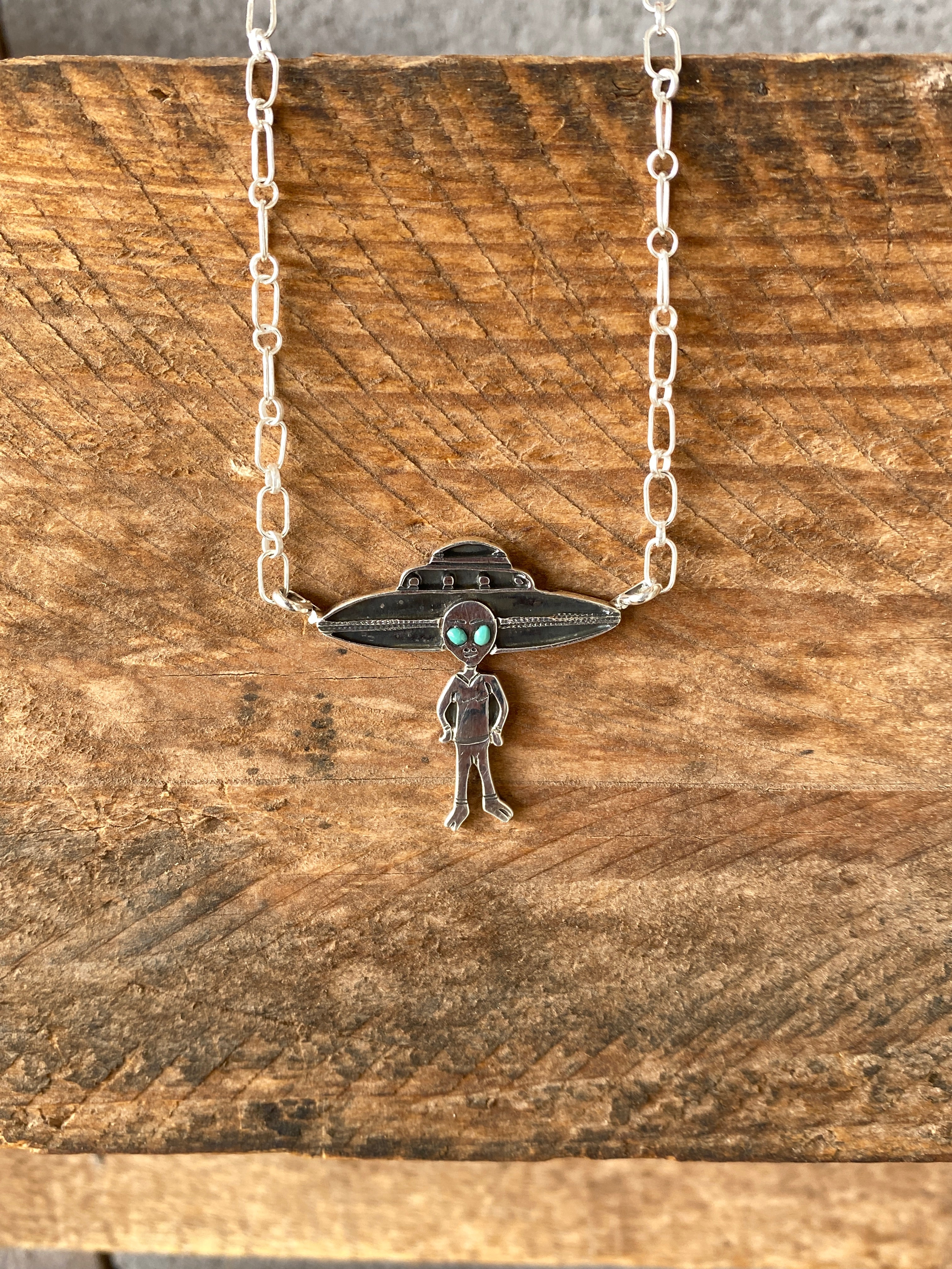 Jeremy Delgarito Space Ship Alien Necklace 18"