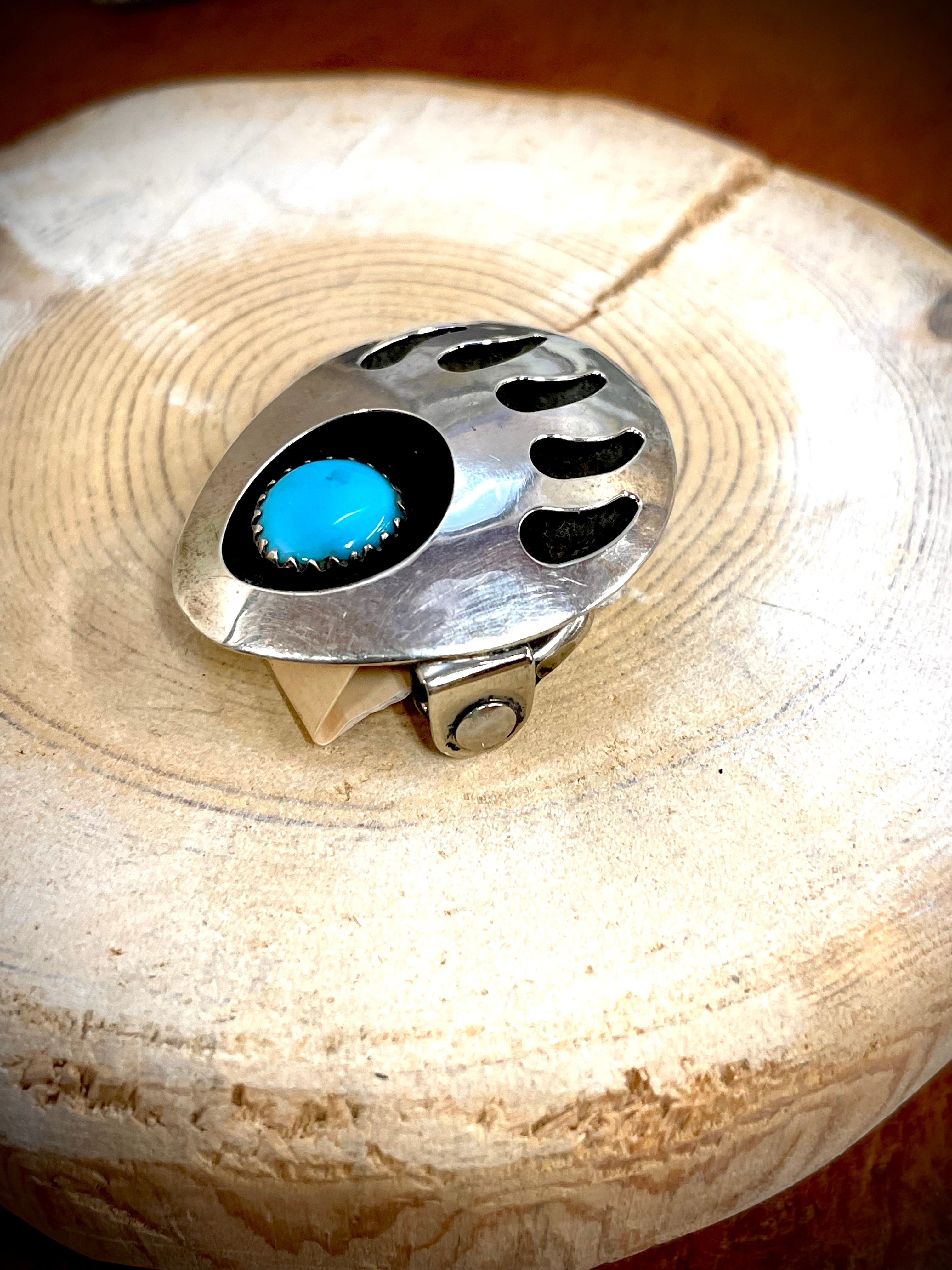 Turquoise Bear Claw Belt Buckle