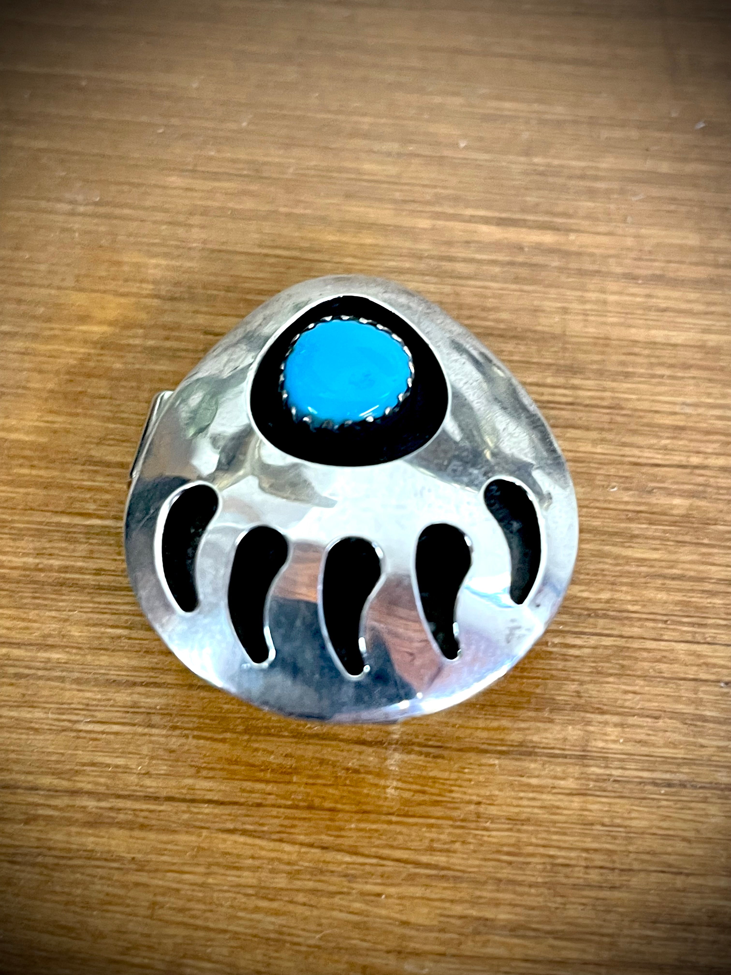 Turquoise Bear Claw Belt Buckle