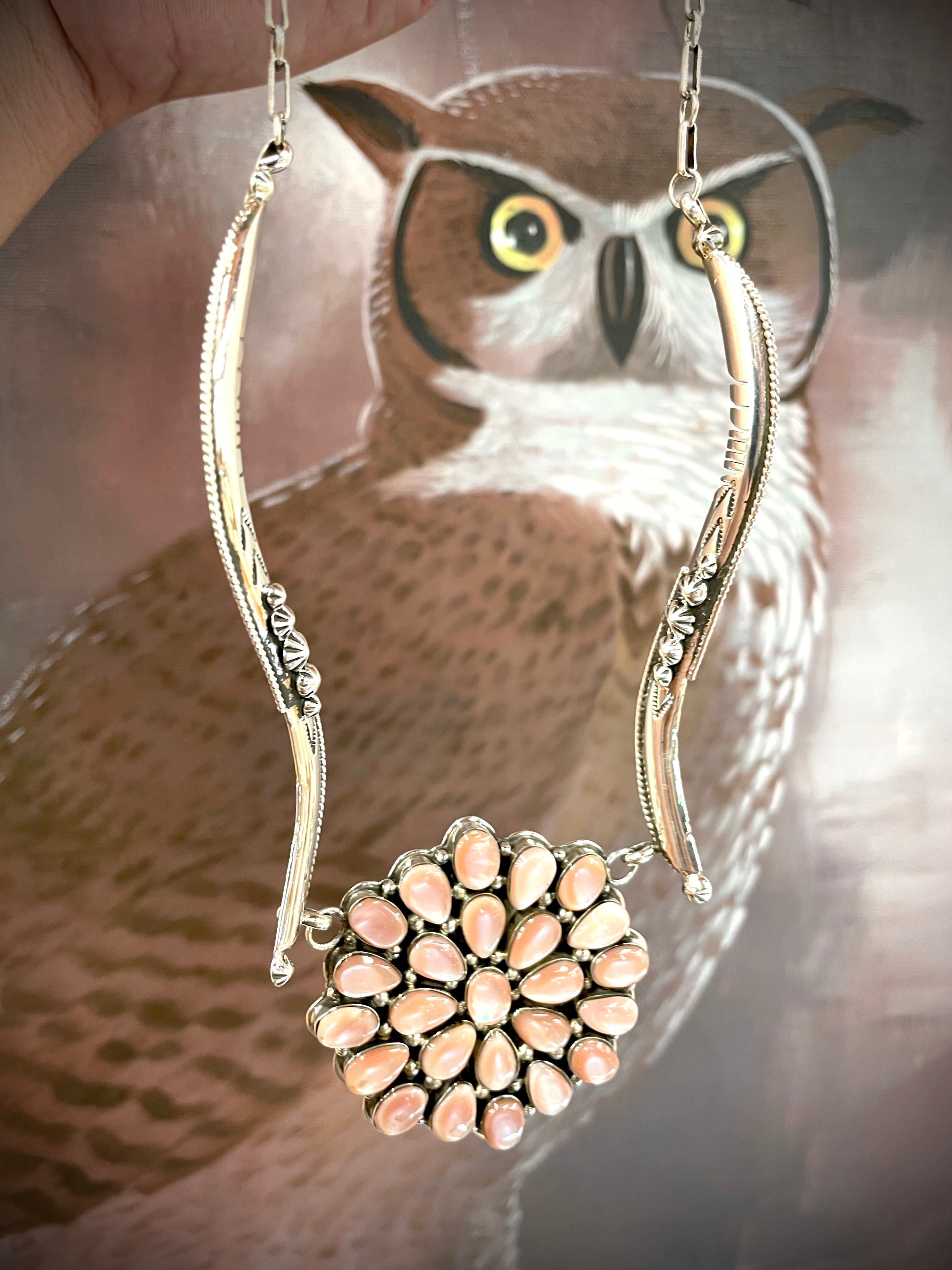 Chaco Canyon Pink Mussel Shell Cluster Necklace