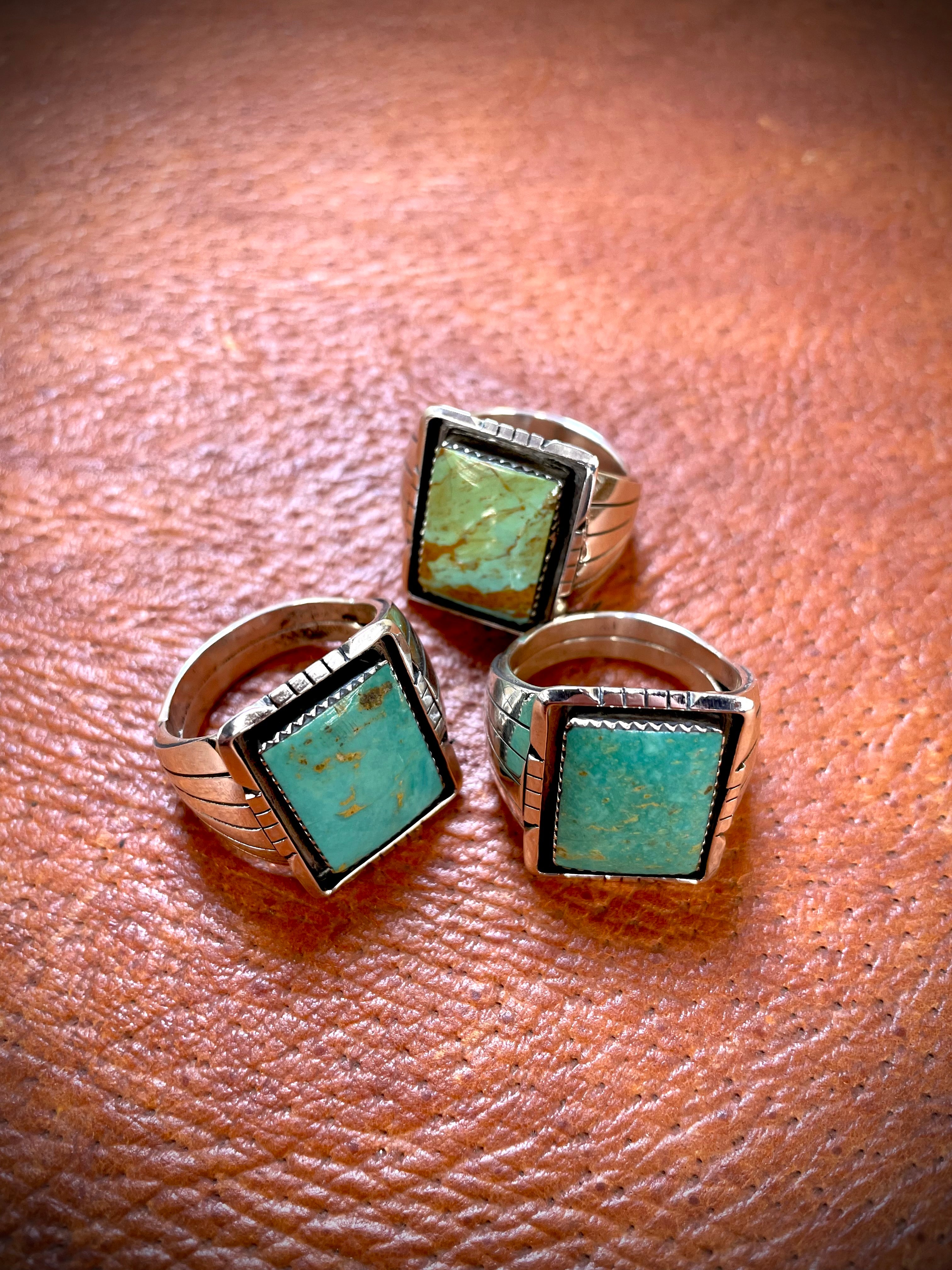 Men's Rectangle Turquoise Ring